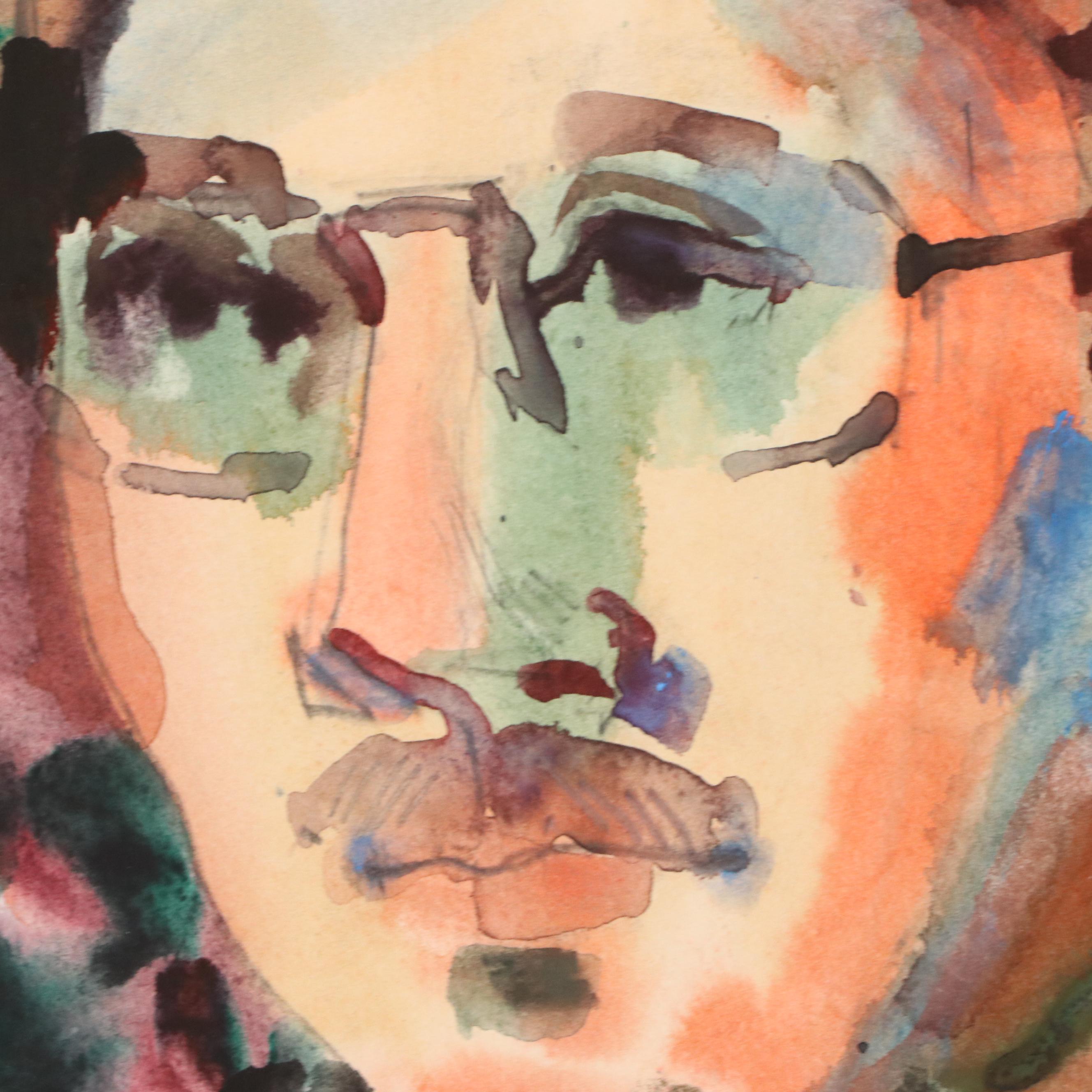 Jack Meanwell Modern Watercolor Portrait, 1980