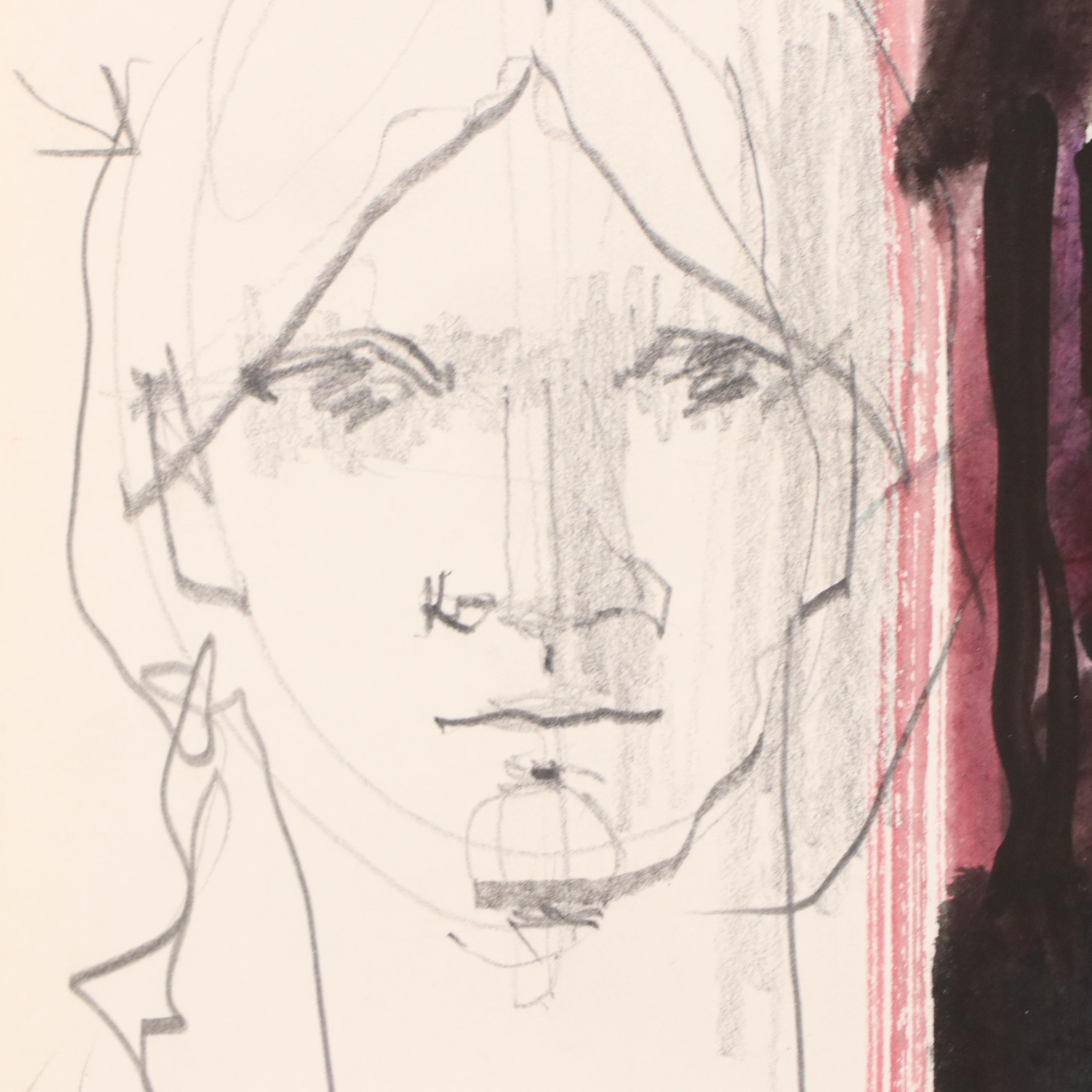 Jack Meanwell Modern Watercolor Portrait, 1980