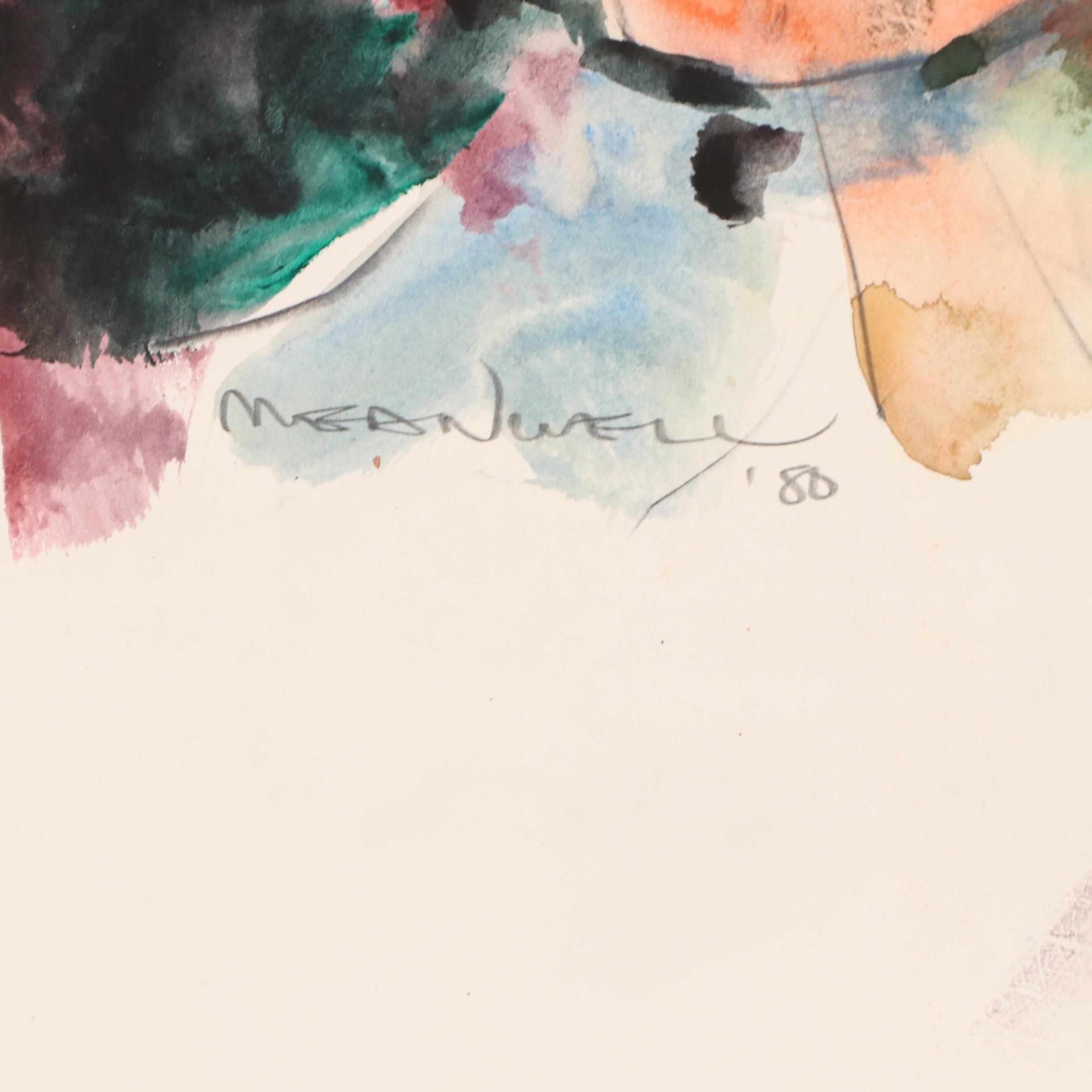 Jack Meanwell Modern Watercolor Portrait, 1980