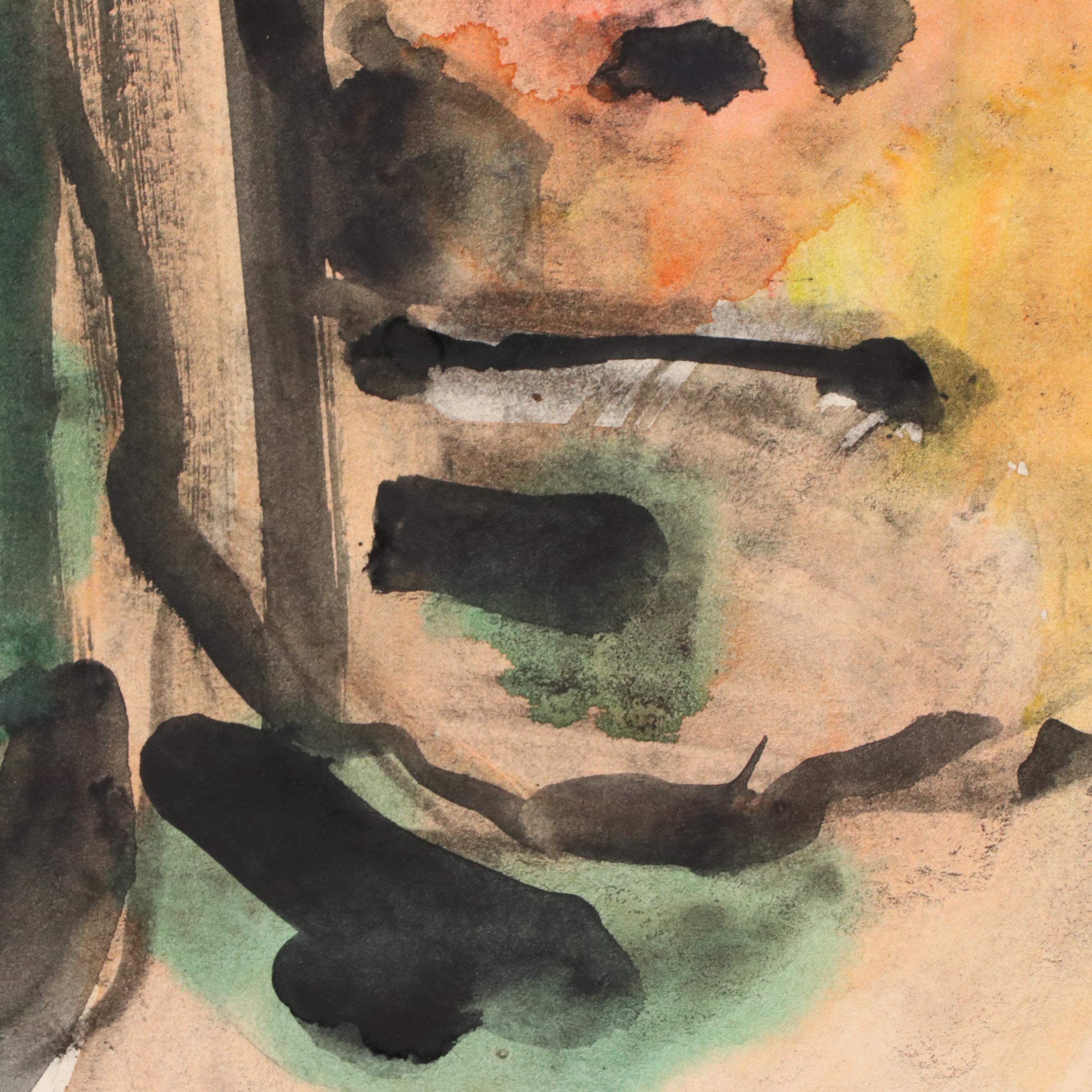 Jack Meanwell Modern Watercolor Portrait, Late 20th Century