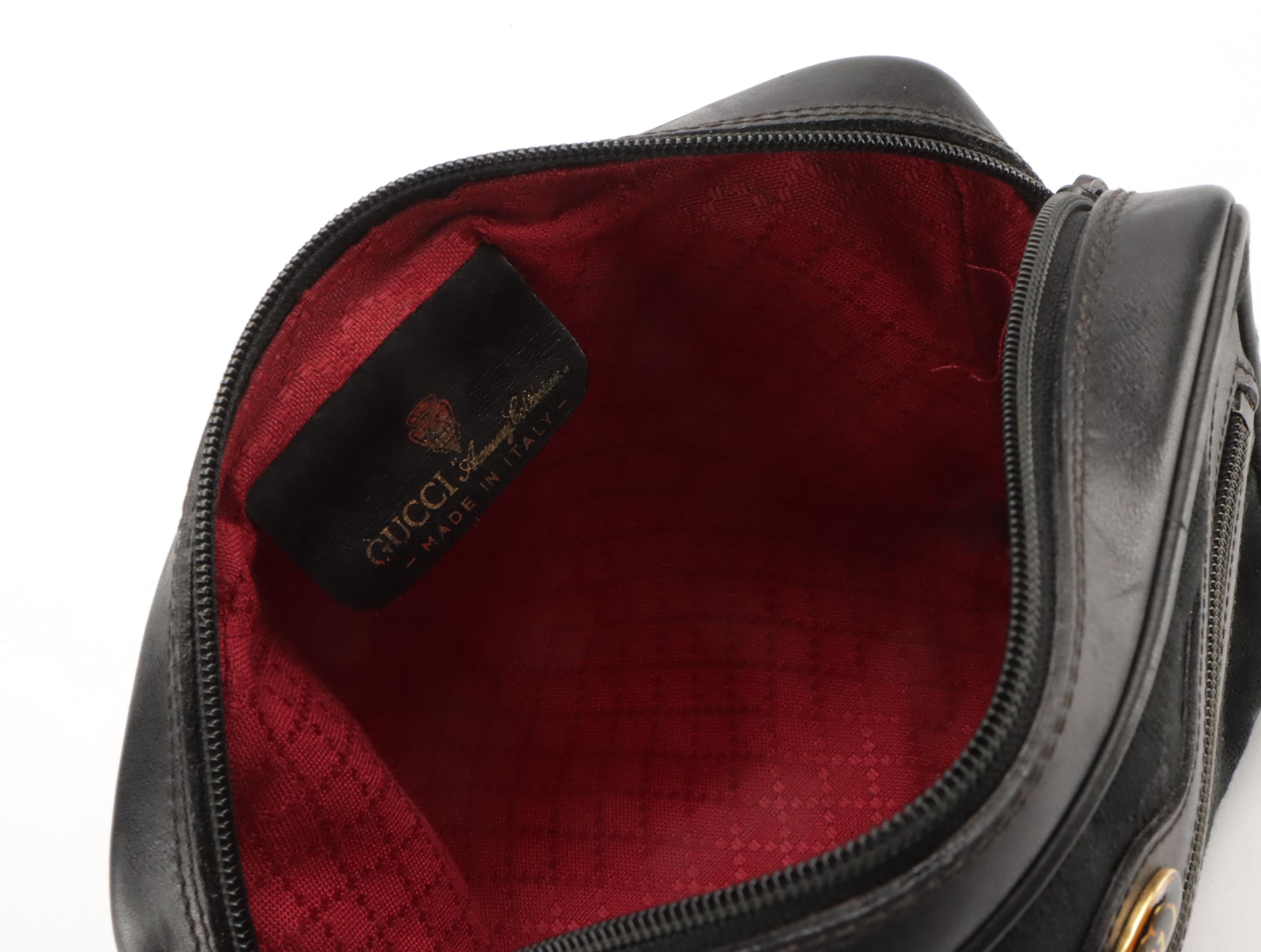 Gucci Accessory Collection Small Shoulder Bag in Black GG Canvas and Leather