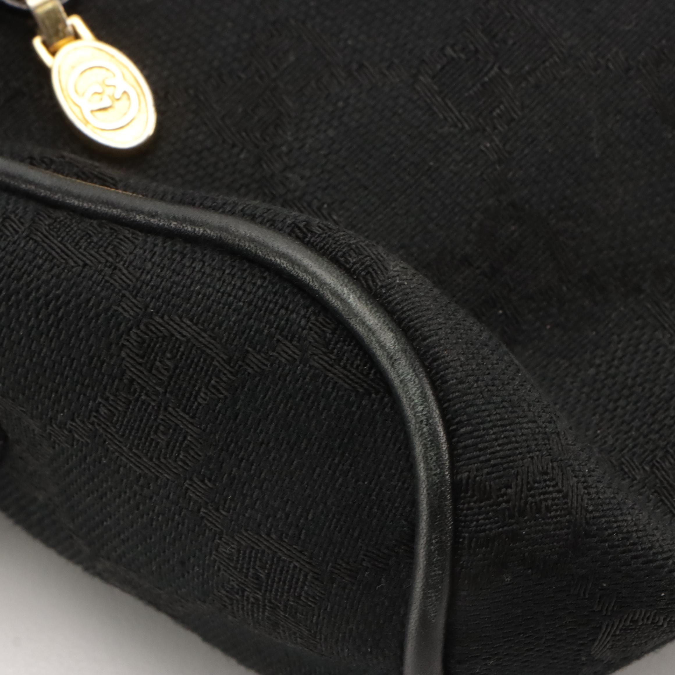 Gucci Accessory Collection Small Shoulder Bag in Black GG Canvas and Leather