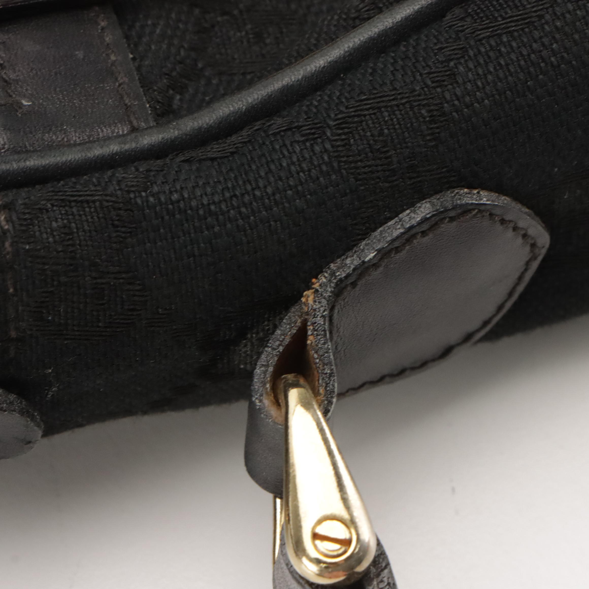 Gucci Accessory Collection Small Shoulder Bag in Black GG Canvas and Leather