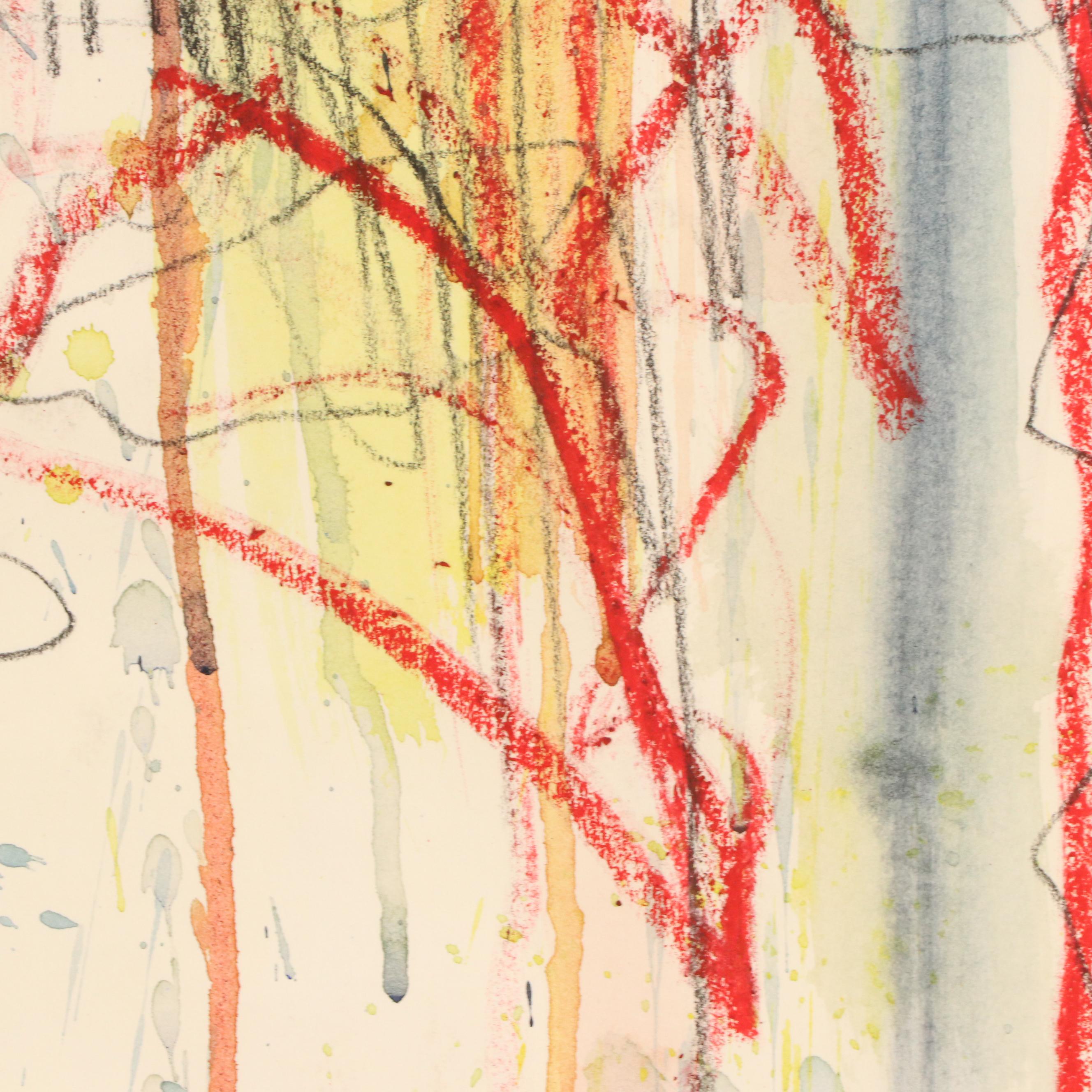 Jack Meanwell Floral Modern Mixed Media Painting, Late 20th Century