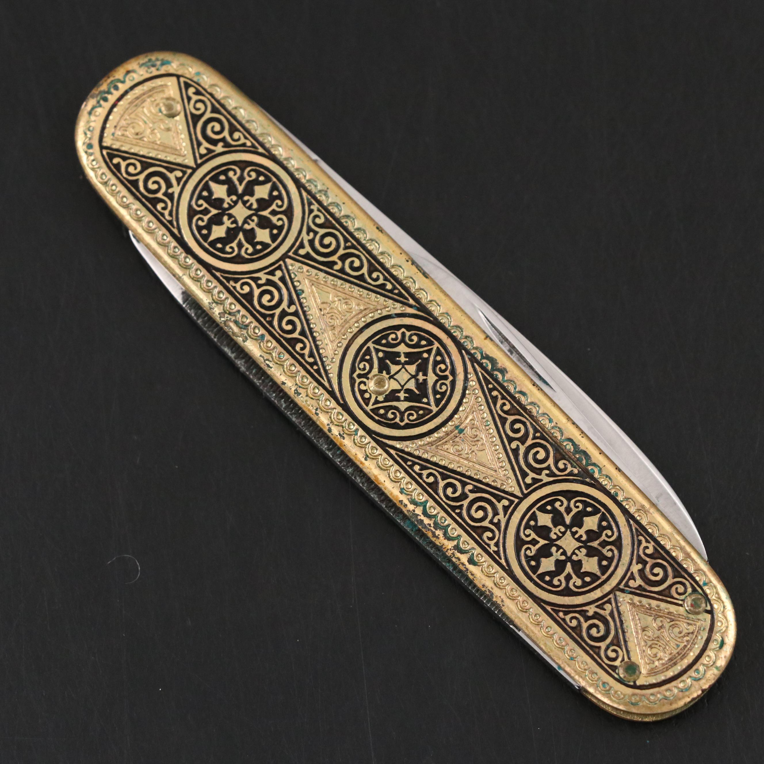 Max Weyde Stainless Steel Pocket Knife with Leather Scabbard