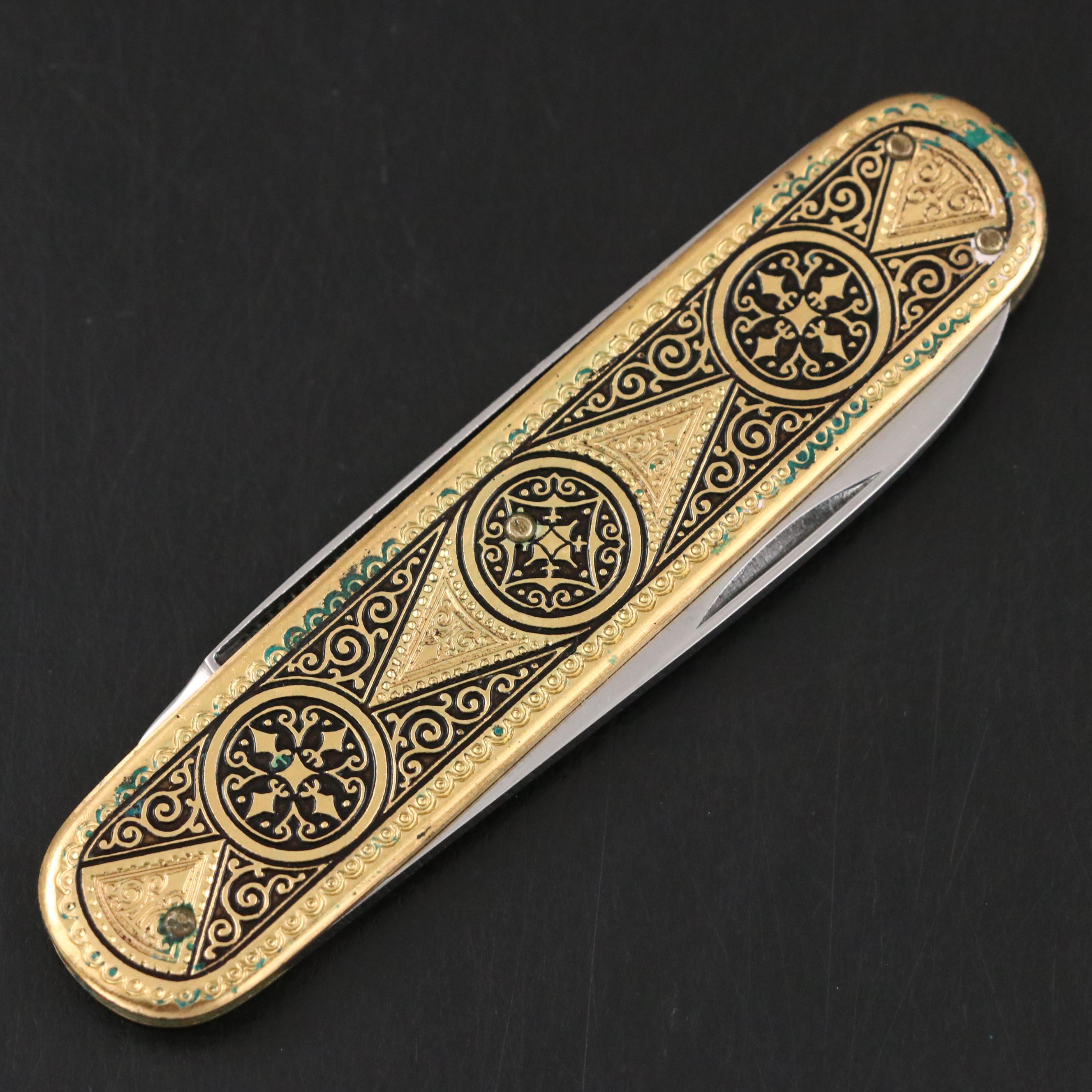 Max Weyde Stainless Steel Pocket Knife with Leather Scabbard