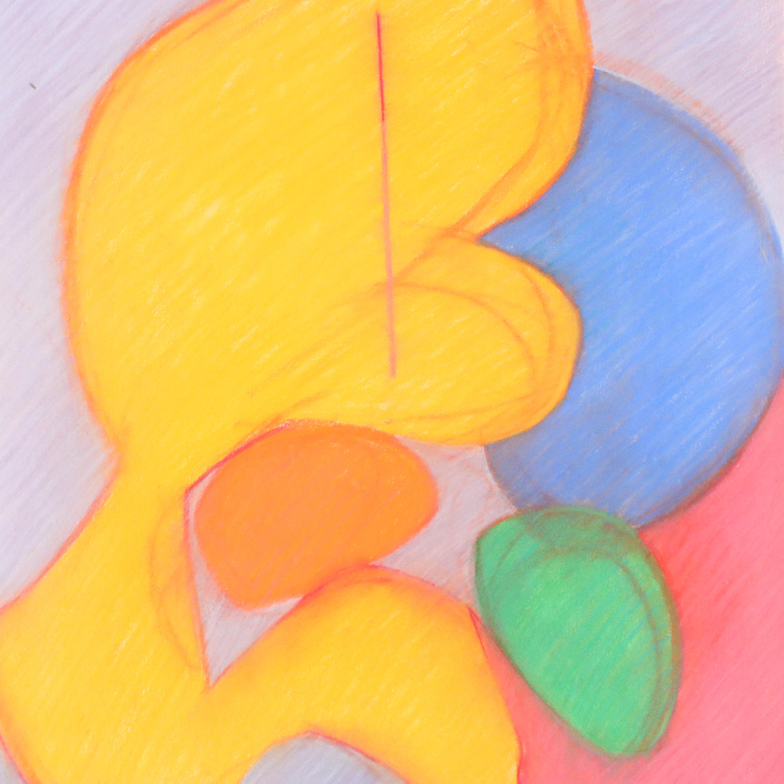 Walter Stomps Abstract Biomorphic Chalk Pastel Drawing "July I," 1996