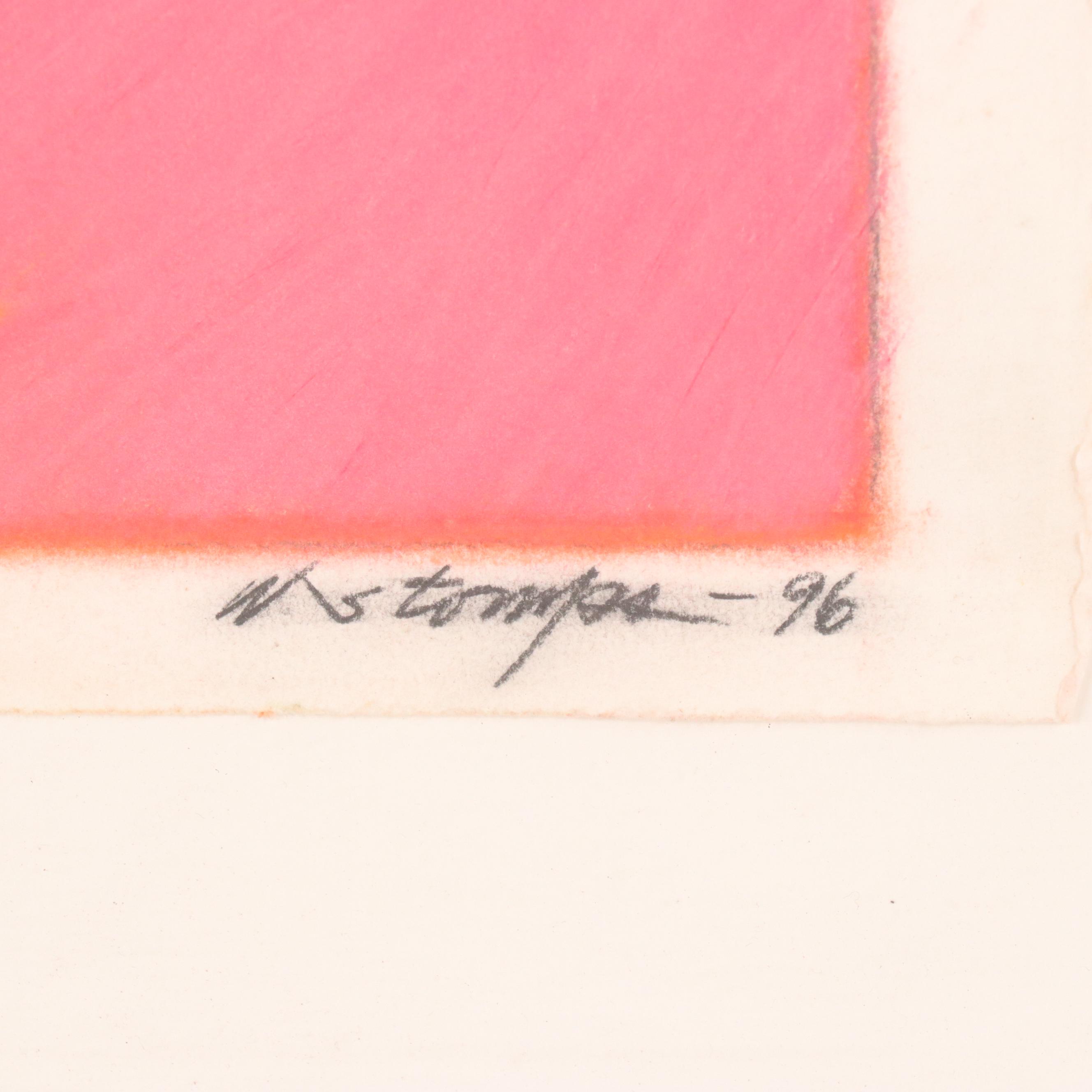 Walter Stomps Abstract Biomorphic Chalk Pastel Drawing "July I," 1996