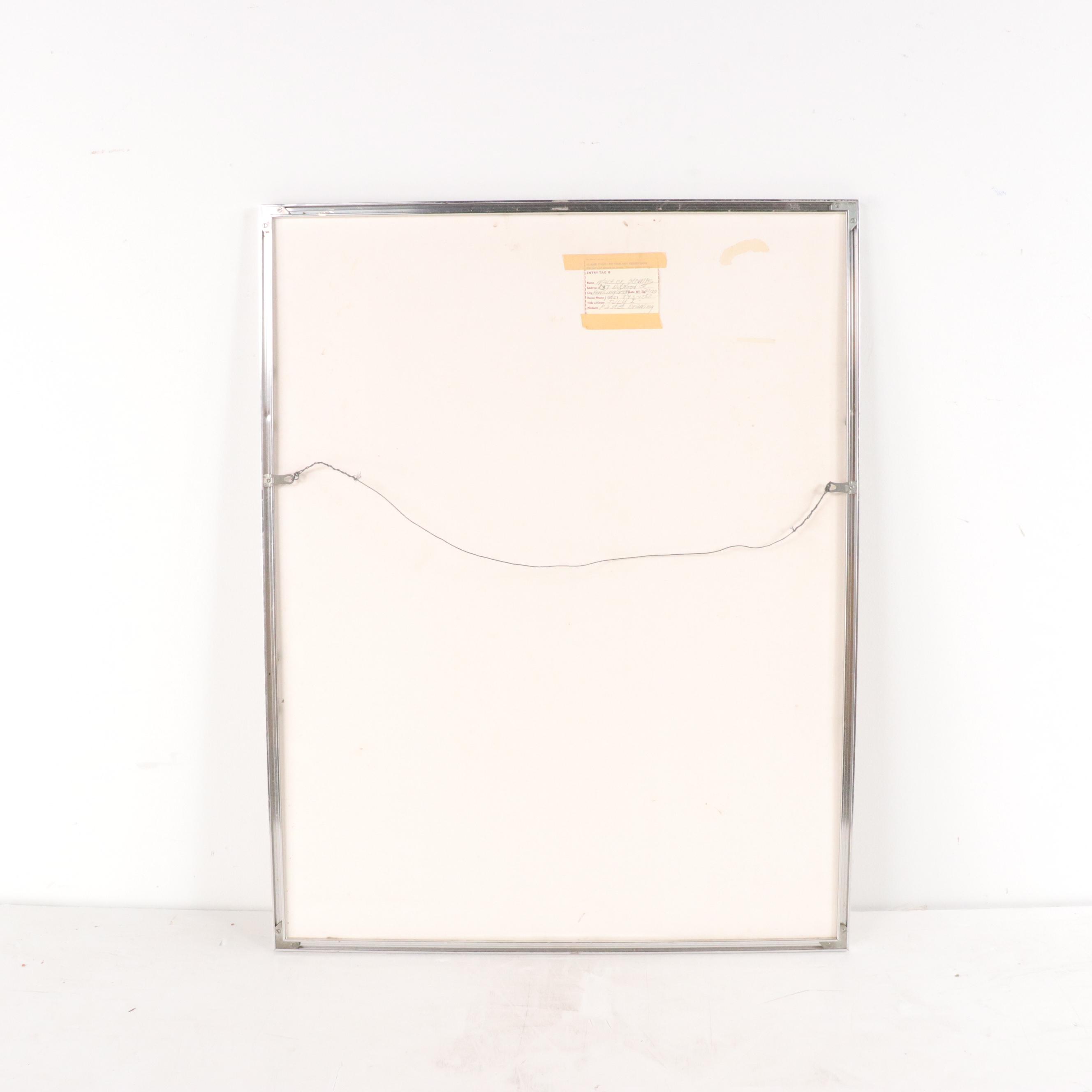 Walter Stomps Abstract Biomorphic Chalk Pastel Drawing "July I," 1996