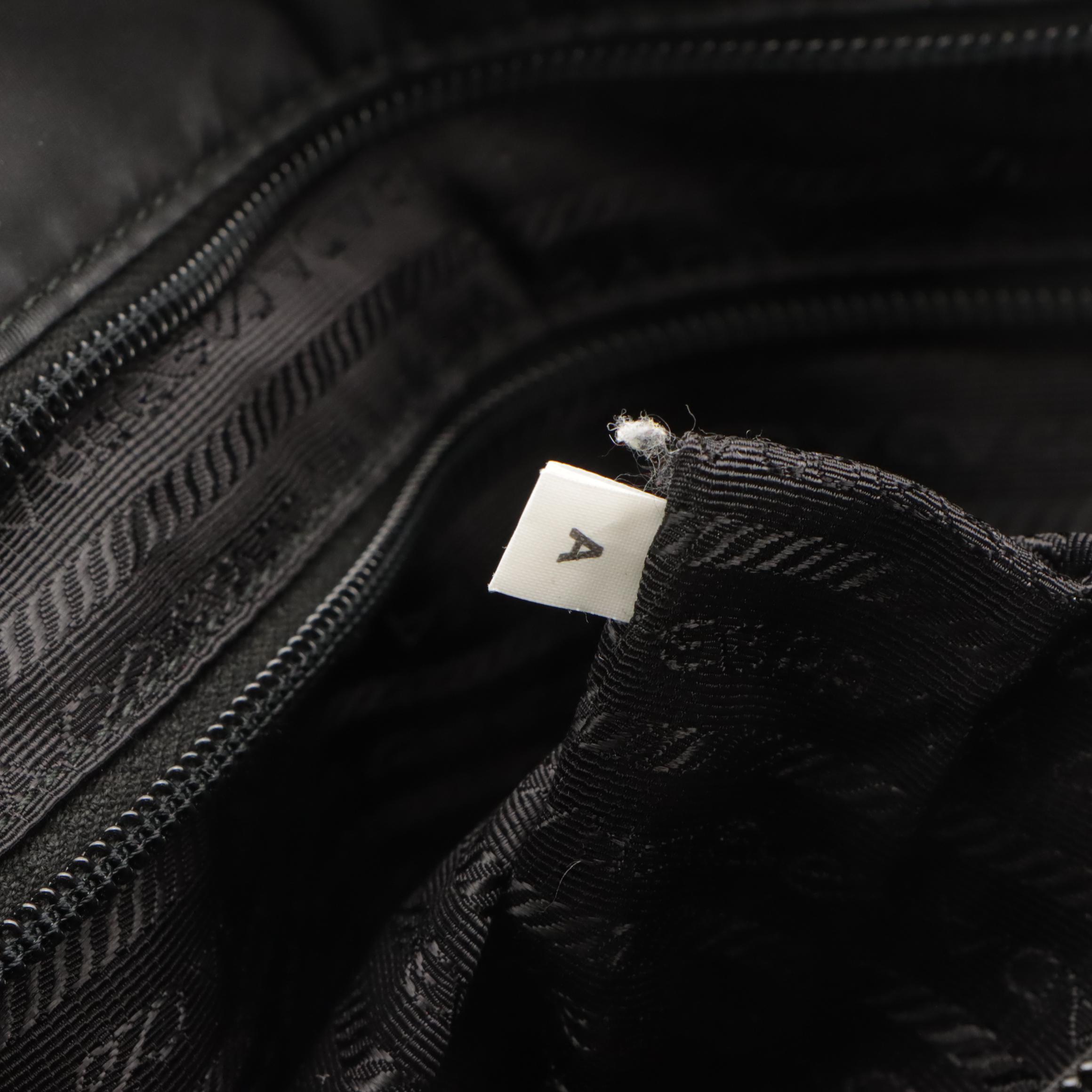 Prada Black Tessuto Nylon Front Pocket Shoulder Tote with Saffiano Leather Trim