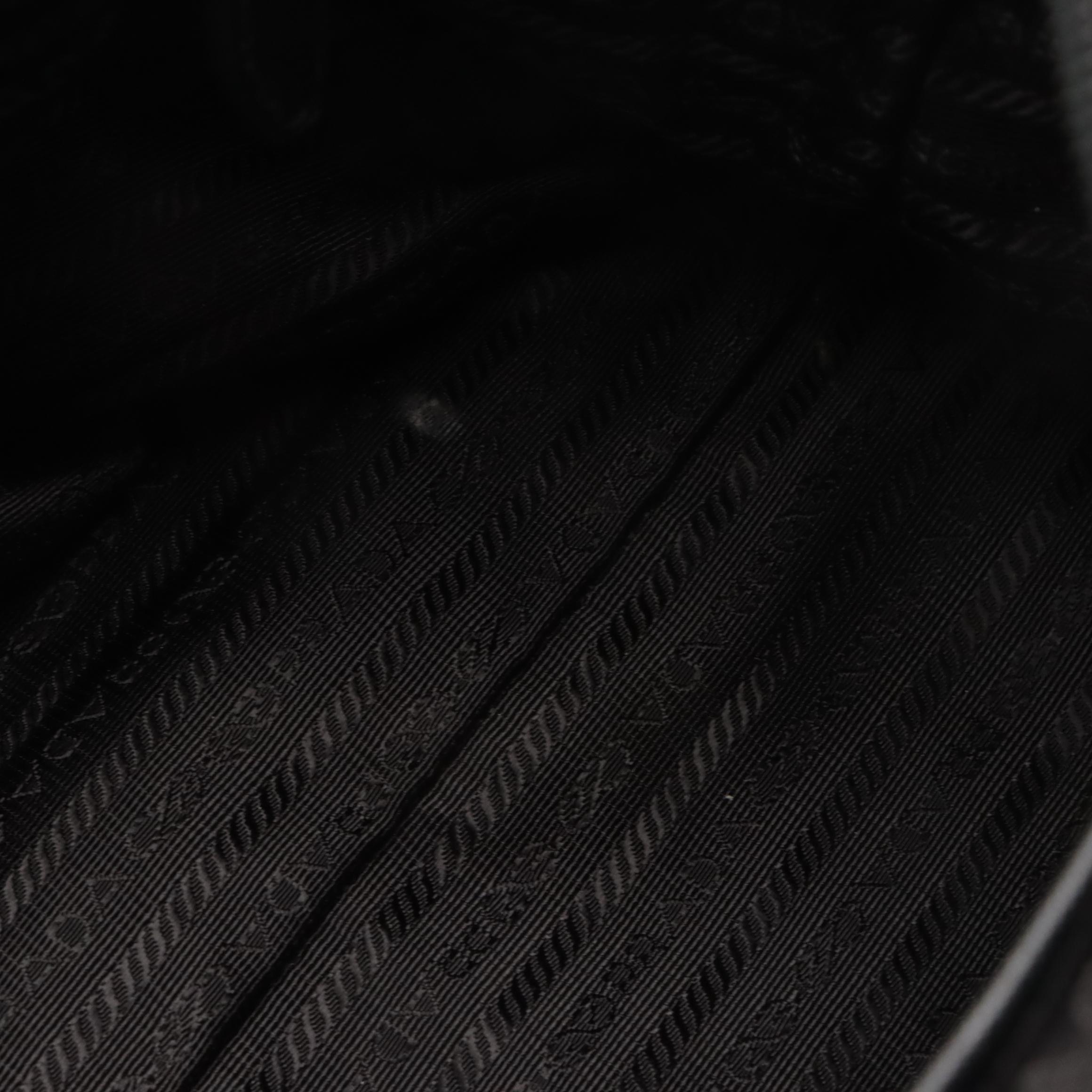 Prada Black Tessuto Nylon Front Pocket Shoulder Tote with Saffiano Leather Trim