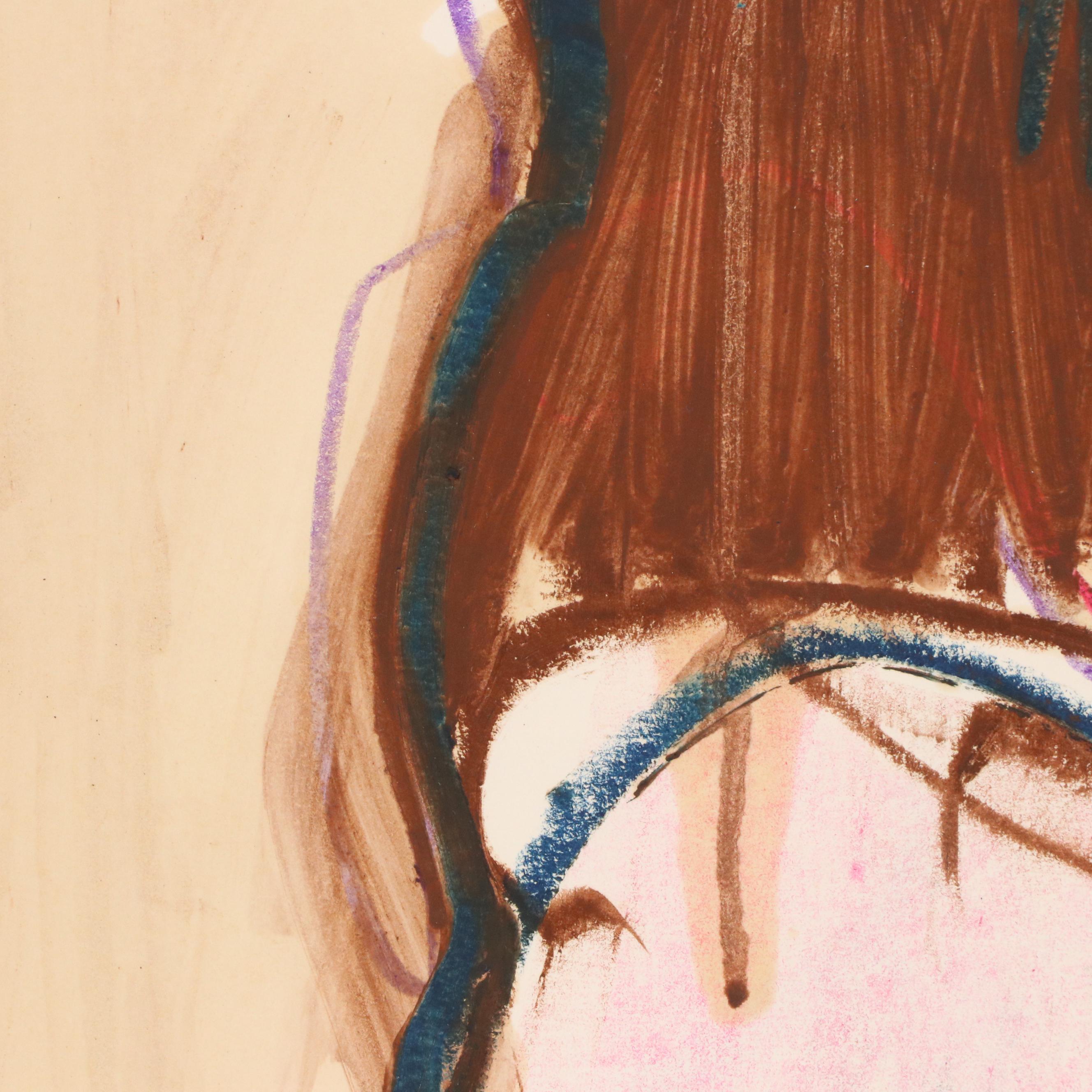 Jack Meanwell Figural Modern Mixed Media Painting, 1979