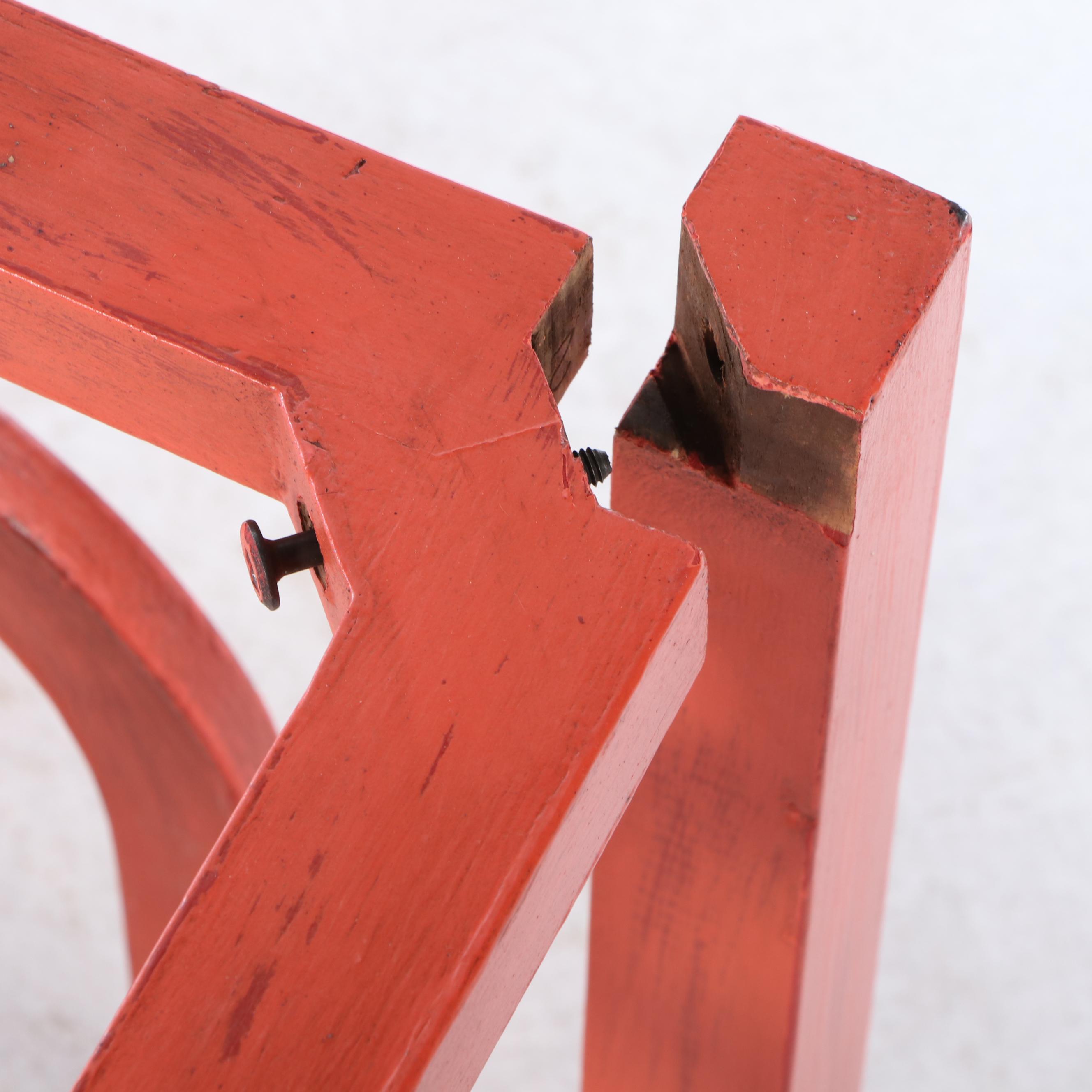 Moroccan Style Painted Wood and Glass Coffee Table