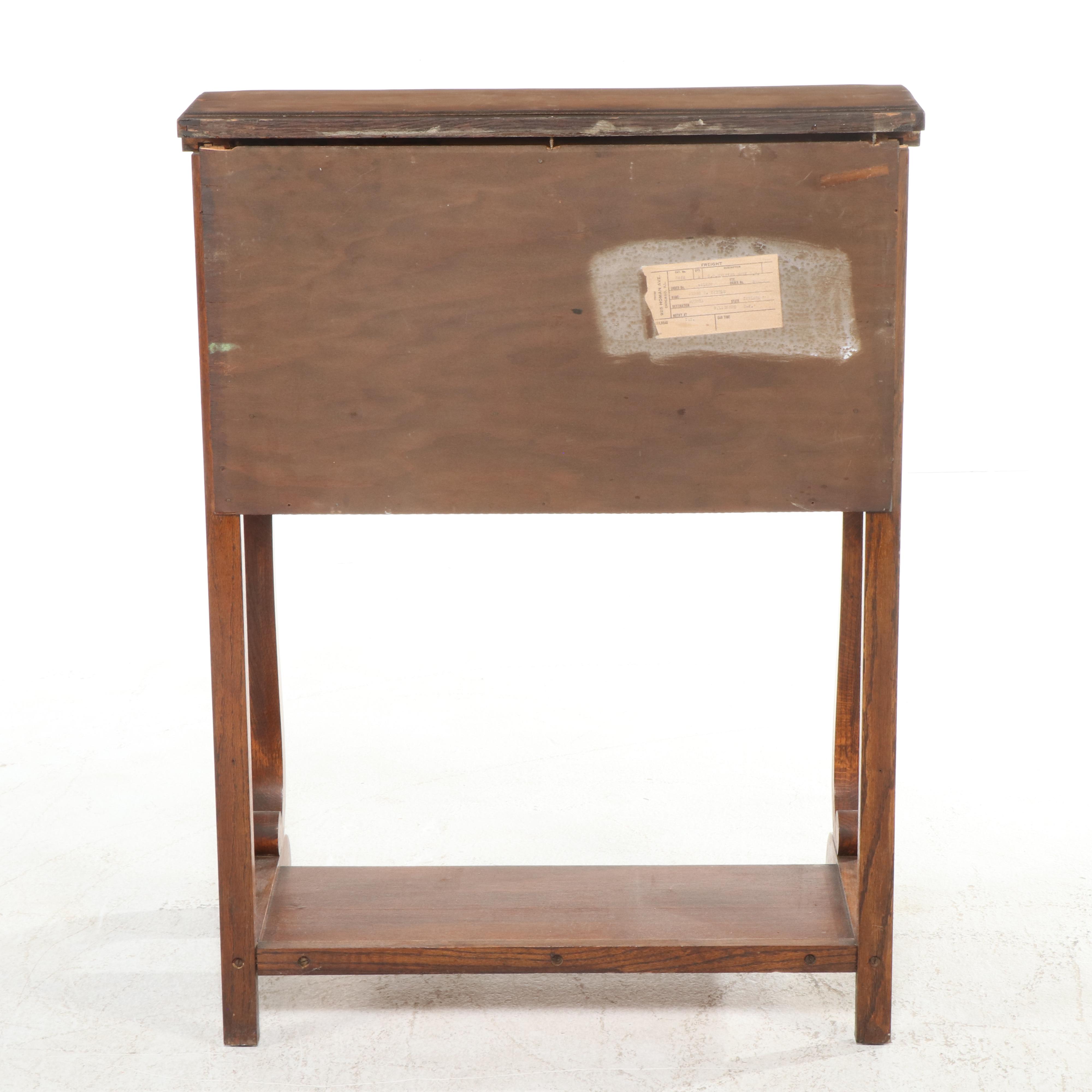 American Empire Revival Quartersawn Oak Drop-Front Desk, Early 20th Century