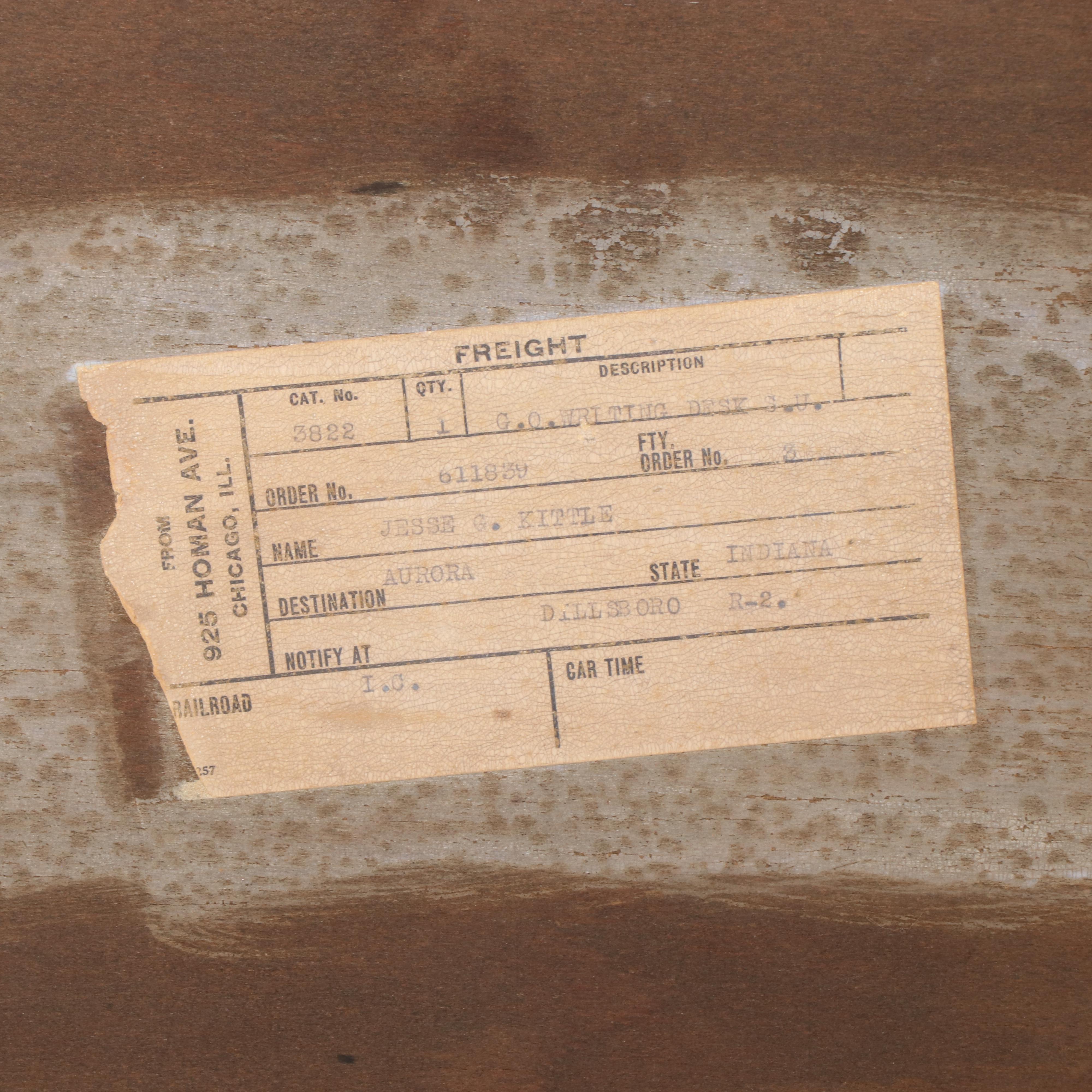 American Empire Revival Quartersawn Oak Drop-Front Desk, Early 20th Century