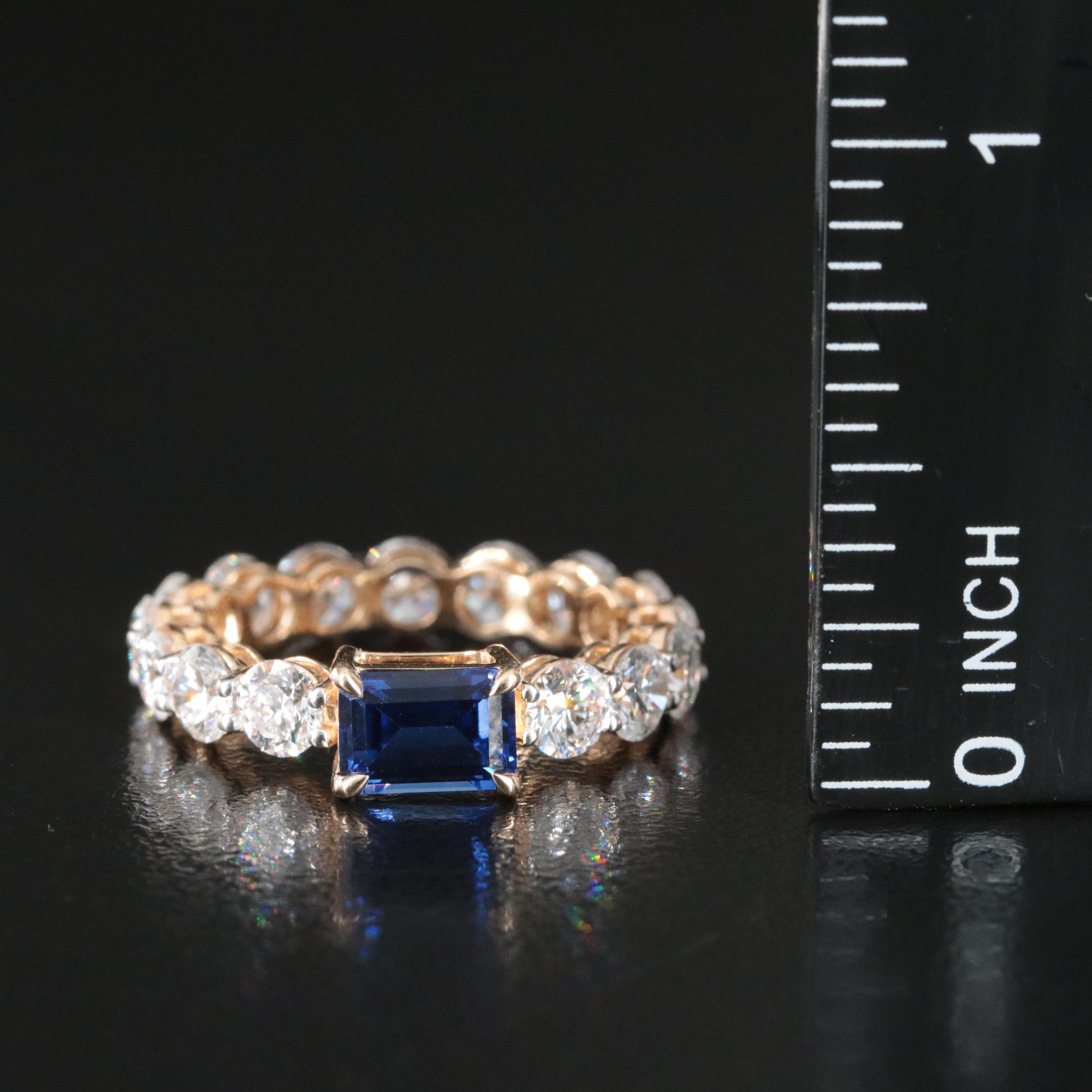 14K 1.24 CT Sapphire and 3.58 CTW Lab Grown Diamond Ring