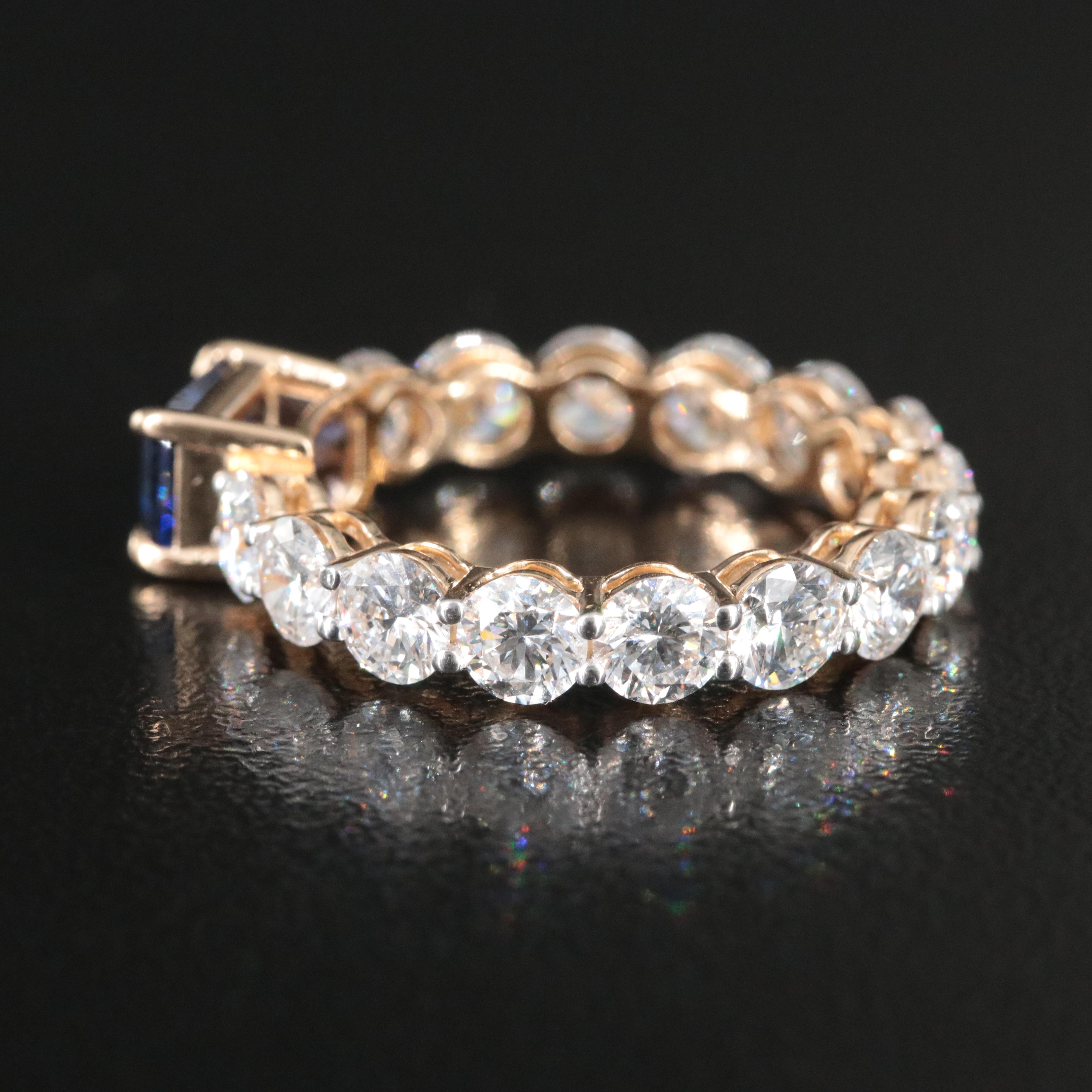 14K 1.24 CT Sapphire and 3.58 CTW Lab Grown Diamond Ring