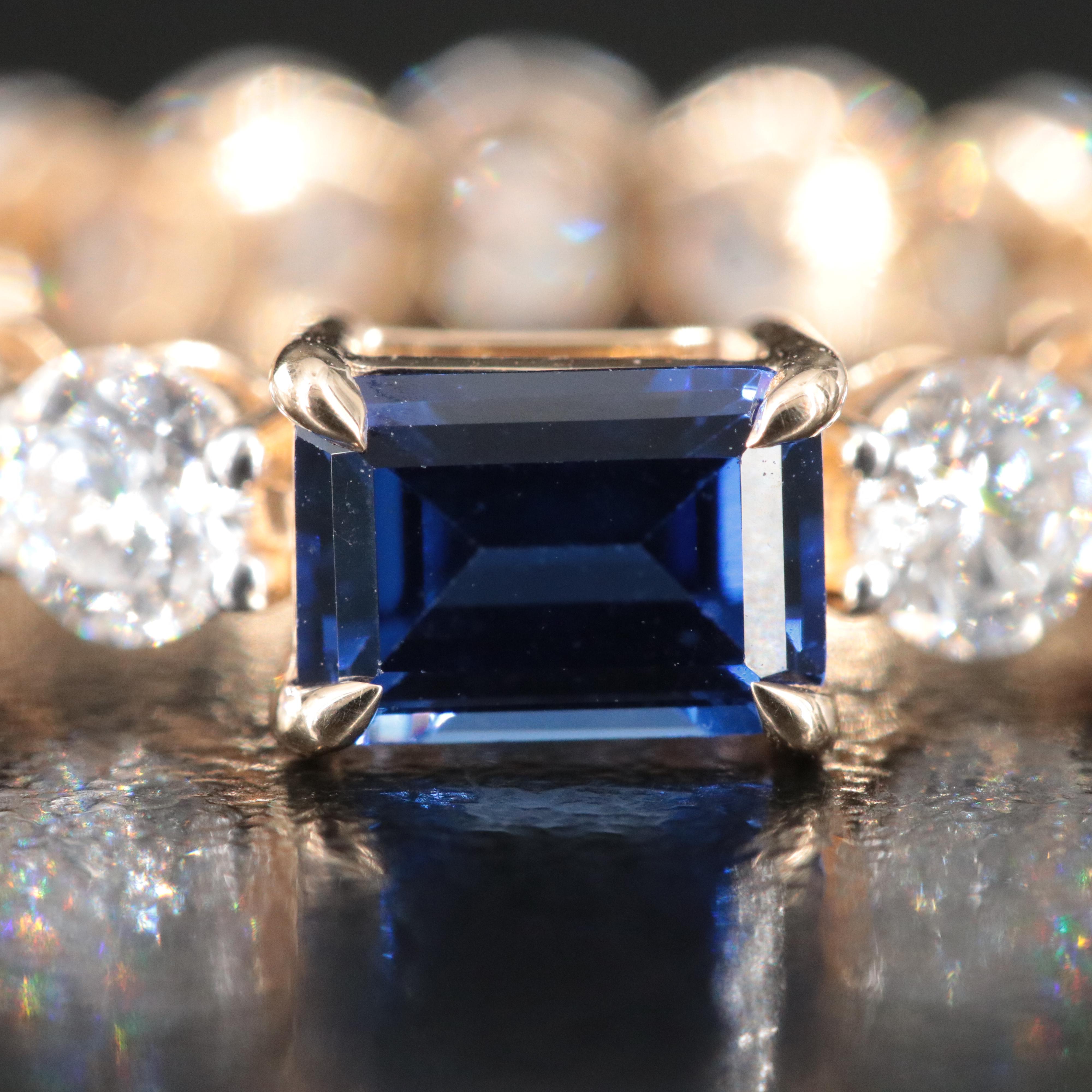 14K 1.24 CT Sapphire and 3.58 CTW Lab Grown Diamond Ring