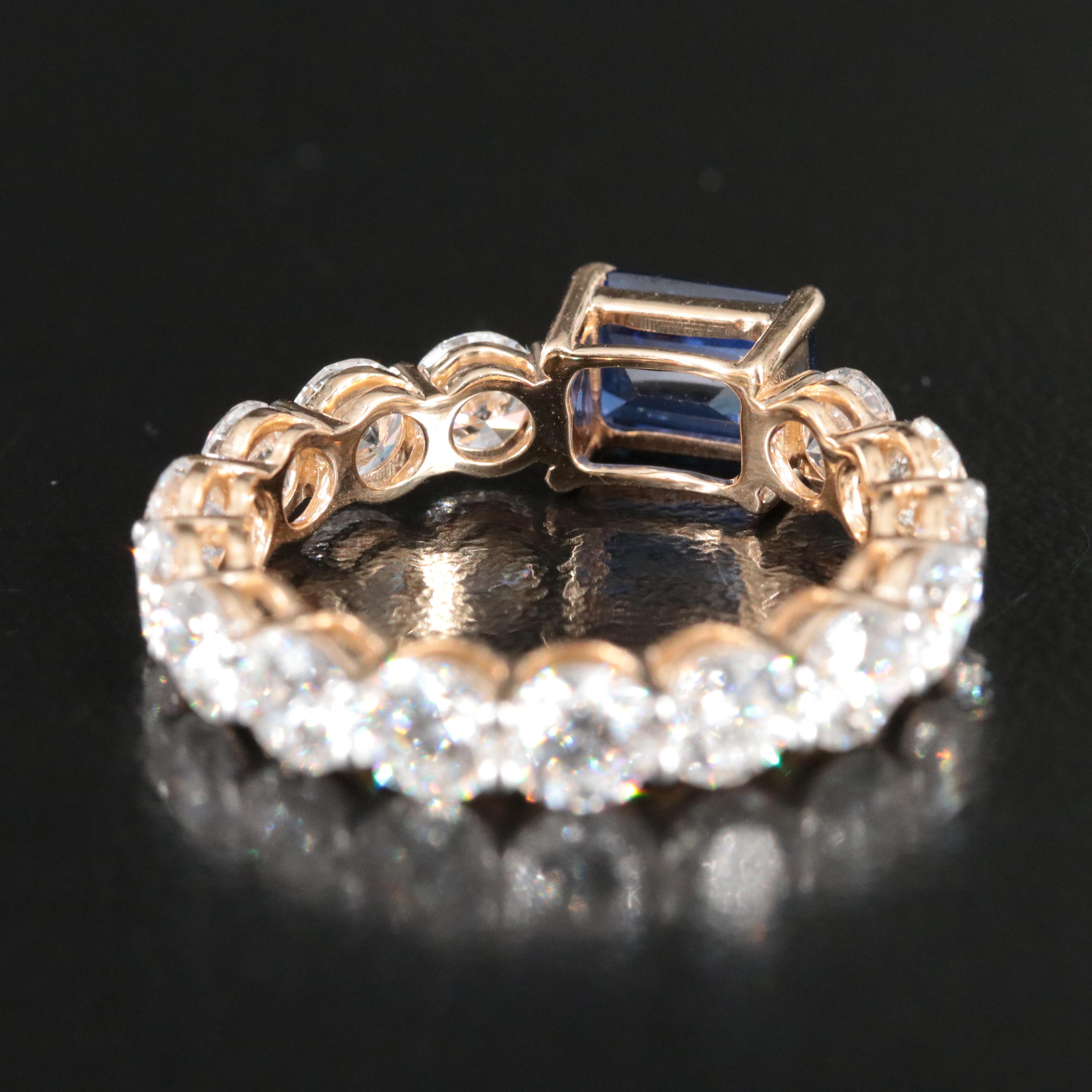 14K 1.24 CT Sapphire and 3.58 CTW Lab Grown Diamond Ring