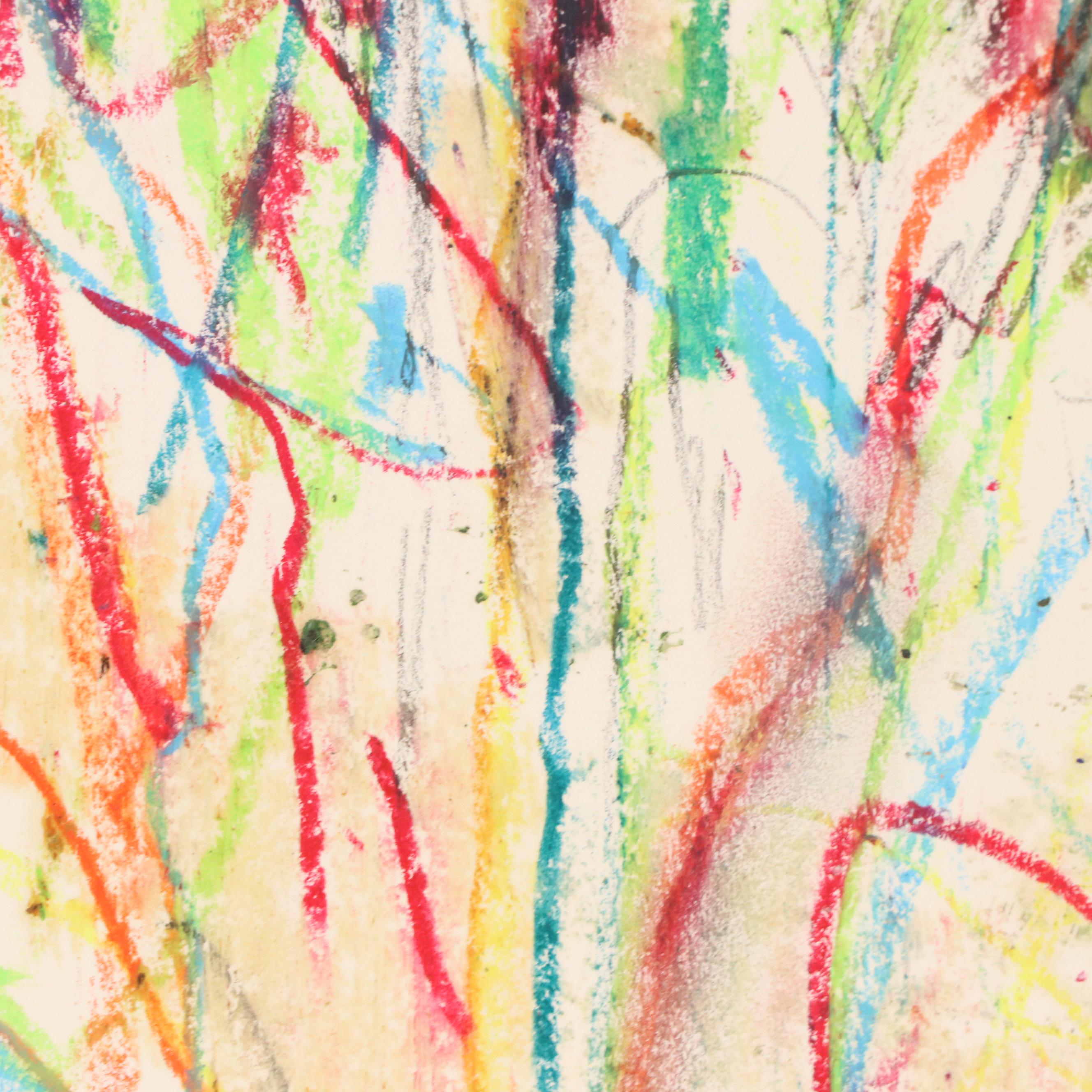 Jack Meanwell Abstract Modern Oil Pastel Drawing, Late 20th Century