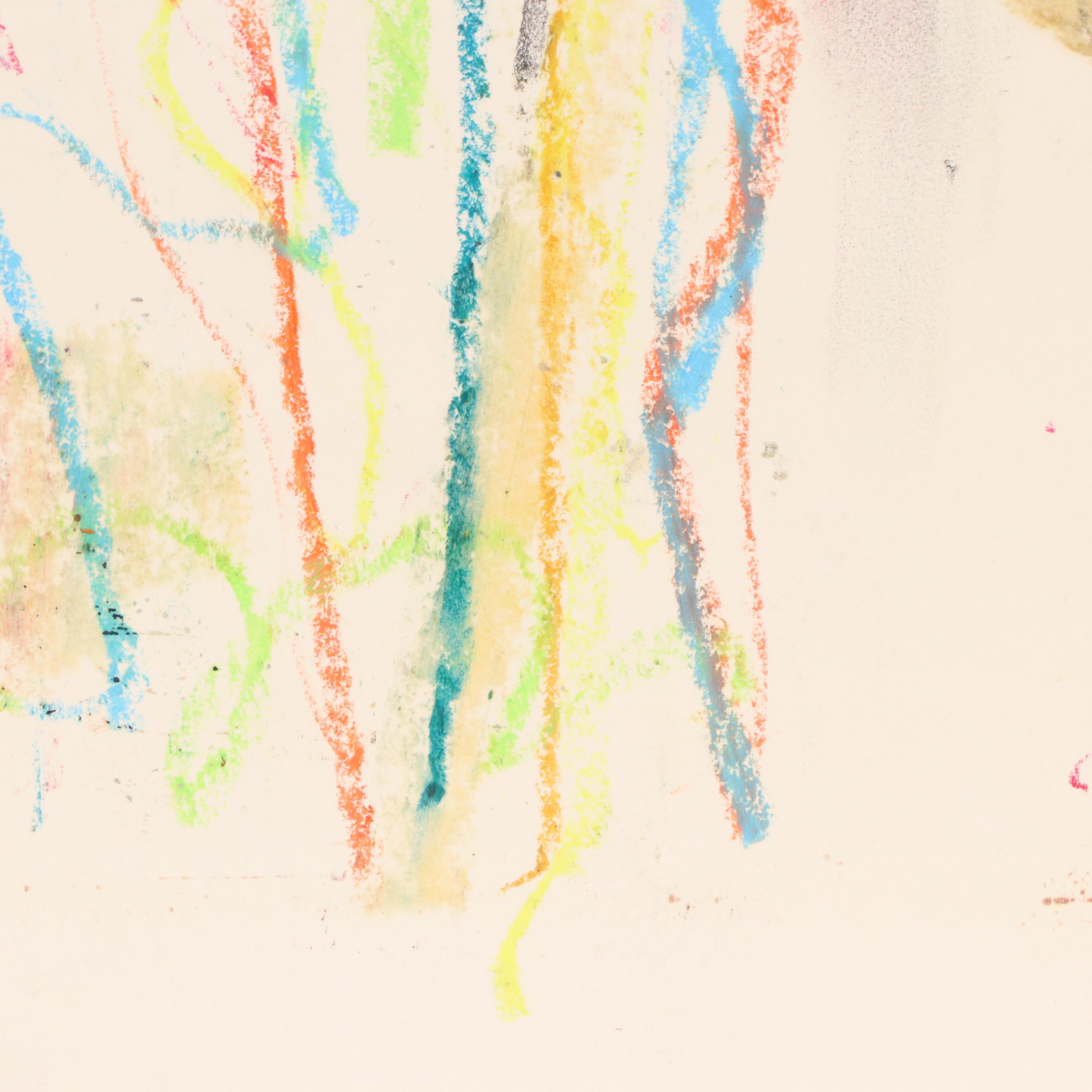 Jack Meanwell Abstract Modern Oil Pastel Drawing, Late 20th Century