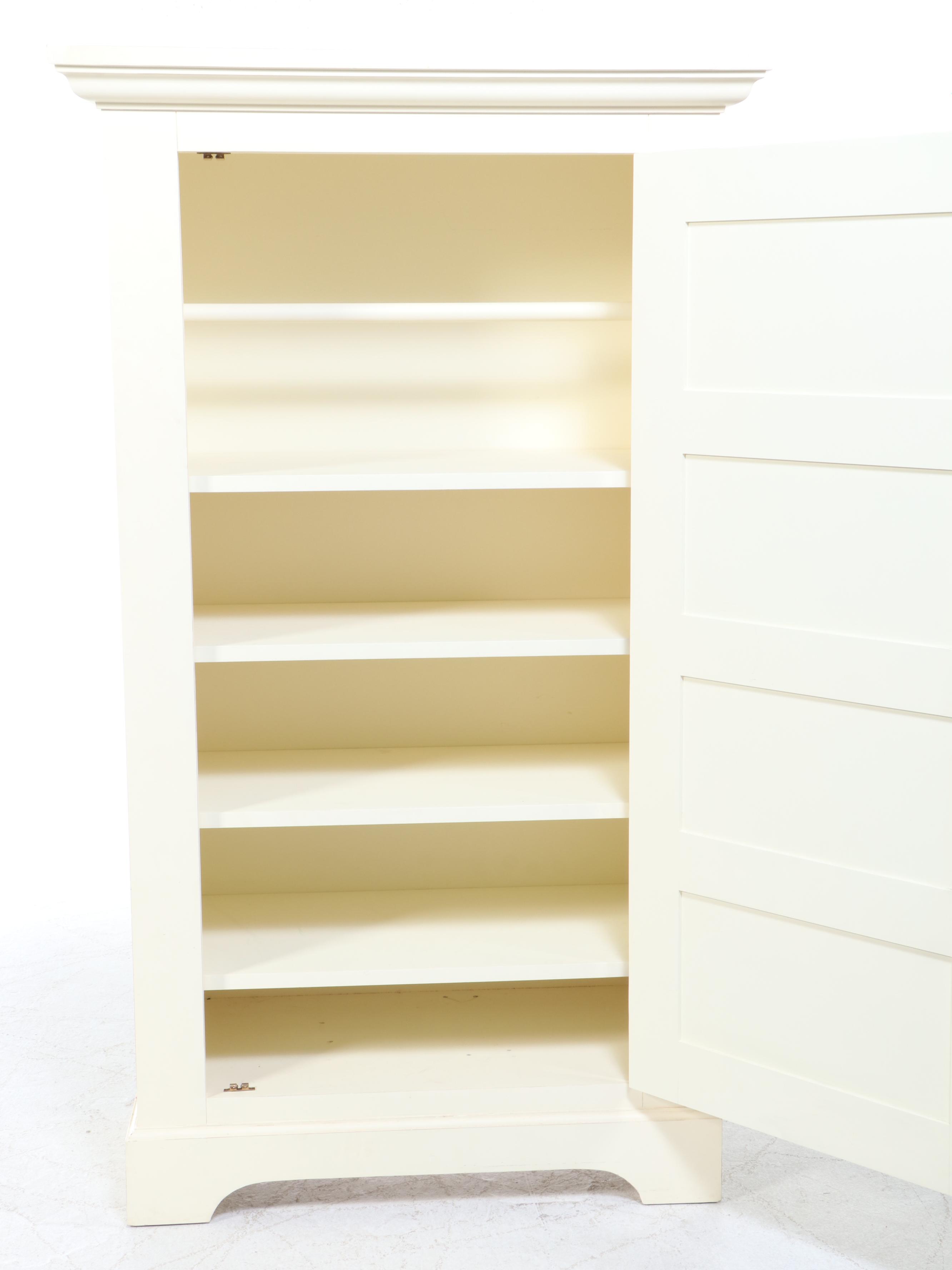 Land of Nod Shaker Style Contemporary White Painted Wardrobe Cabinet