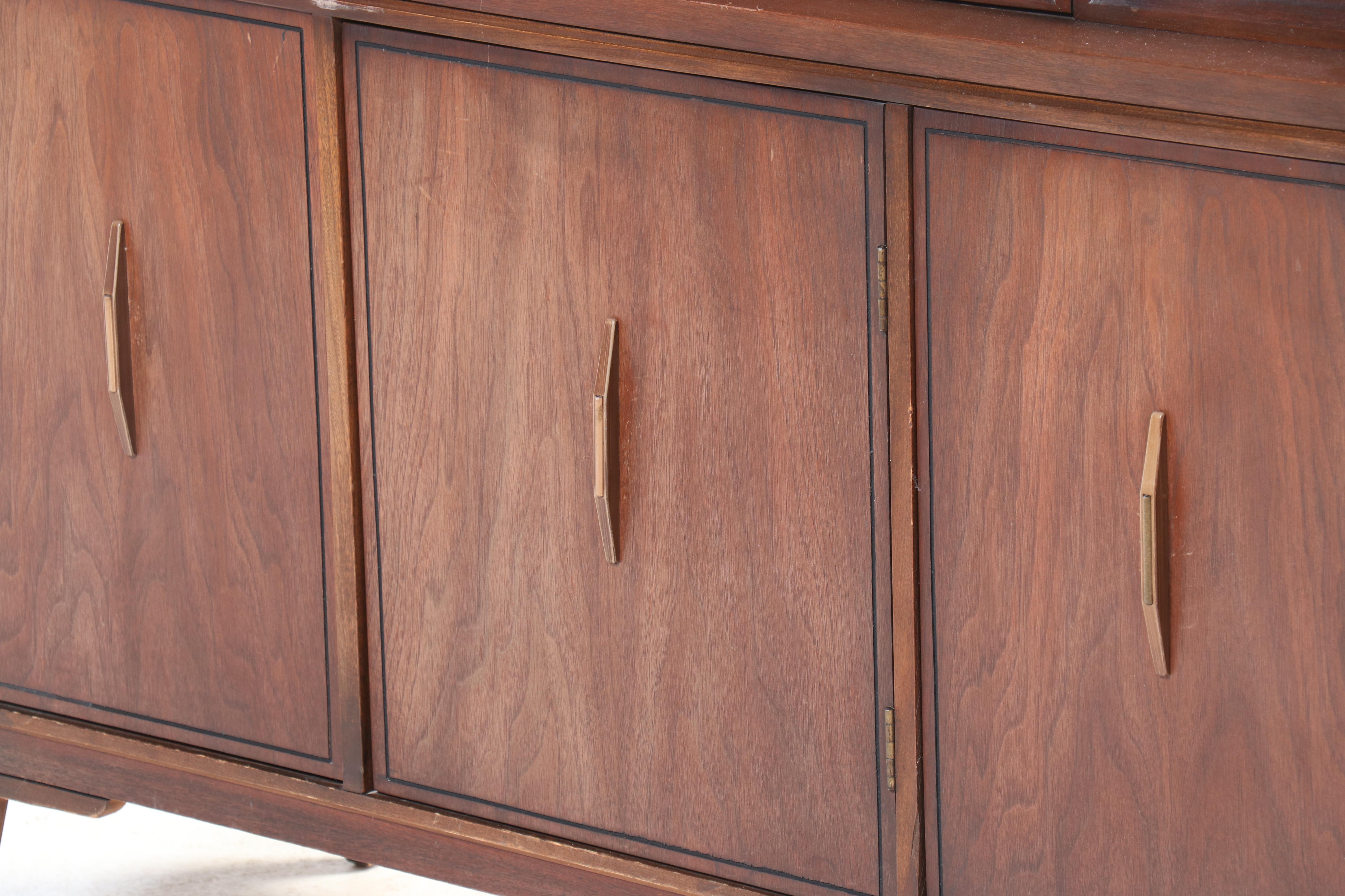 Kent Coffey "Tempo" Walnut China Cabinet, Mid-20th Century