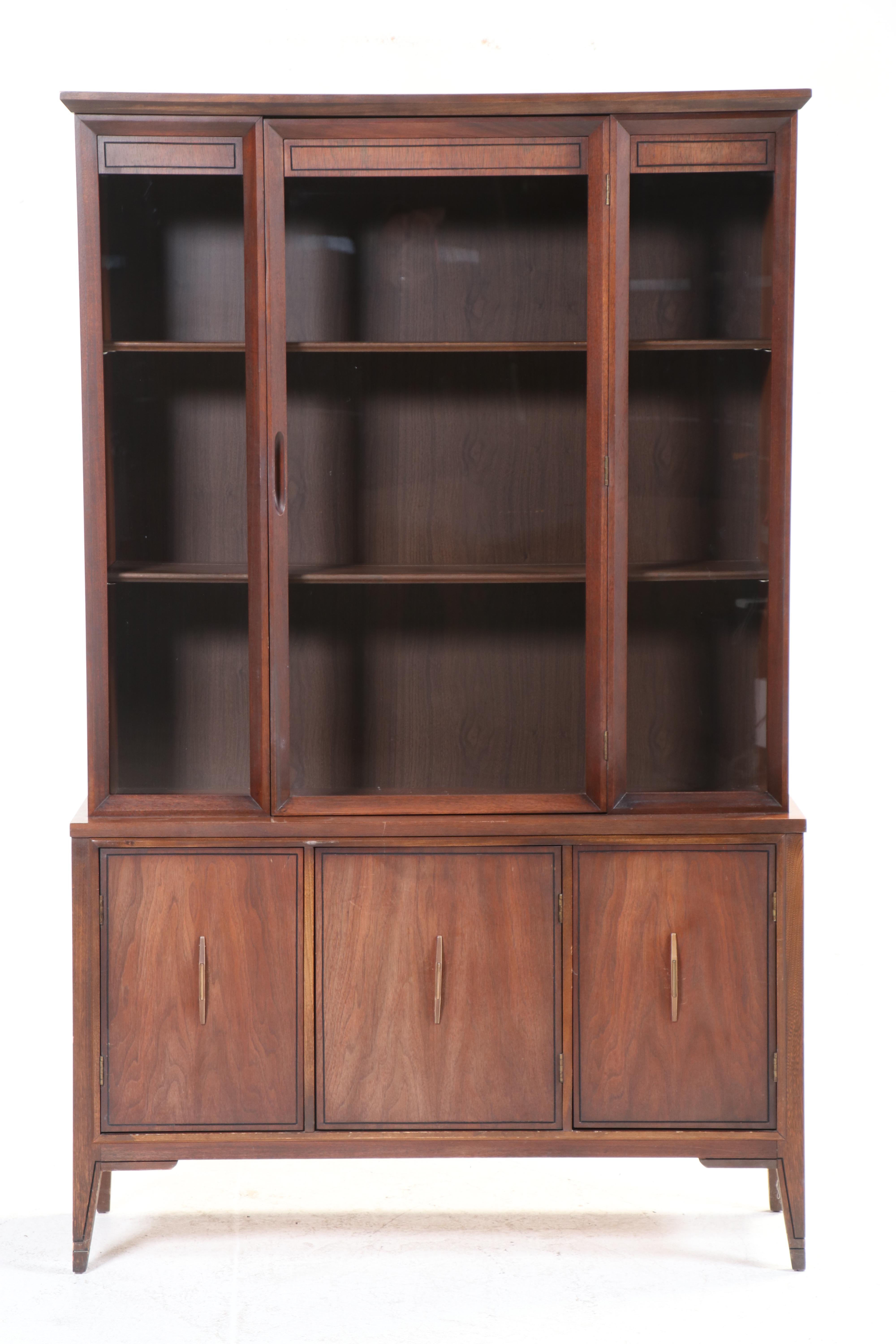 Kent Coffey "Tempo" Walnut China Cabinet, Mid-20th Century