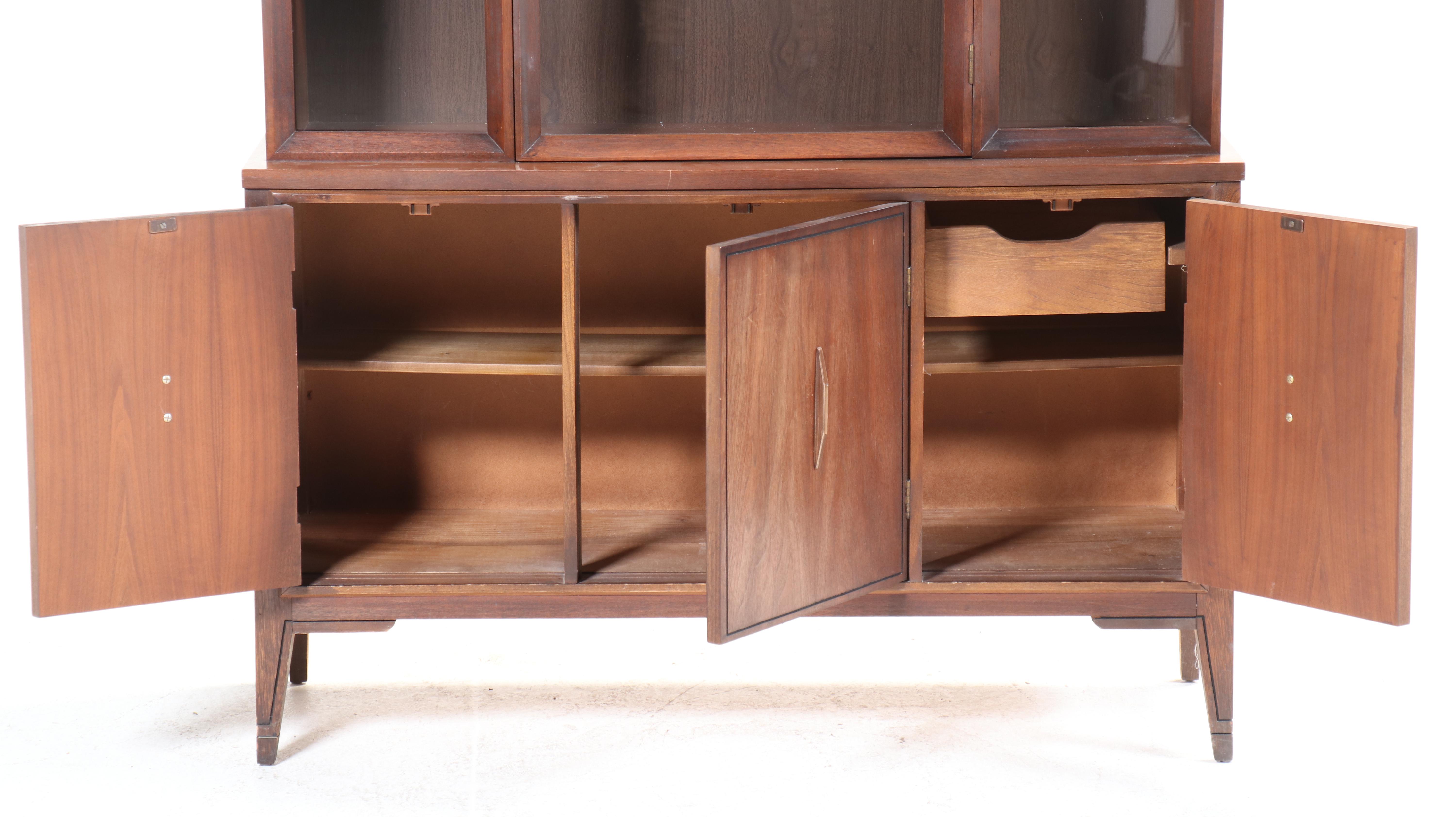 Kent Coffey "Tempo" Walnut China Cabinet, Mid-20th Century