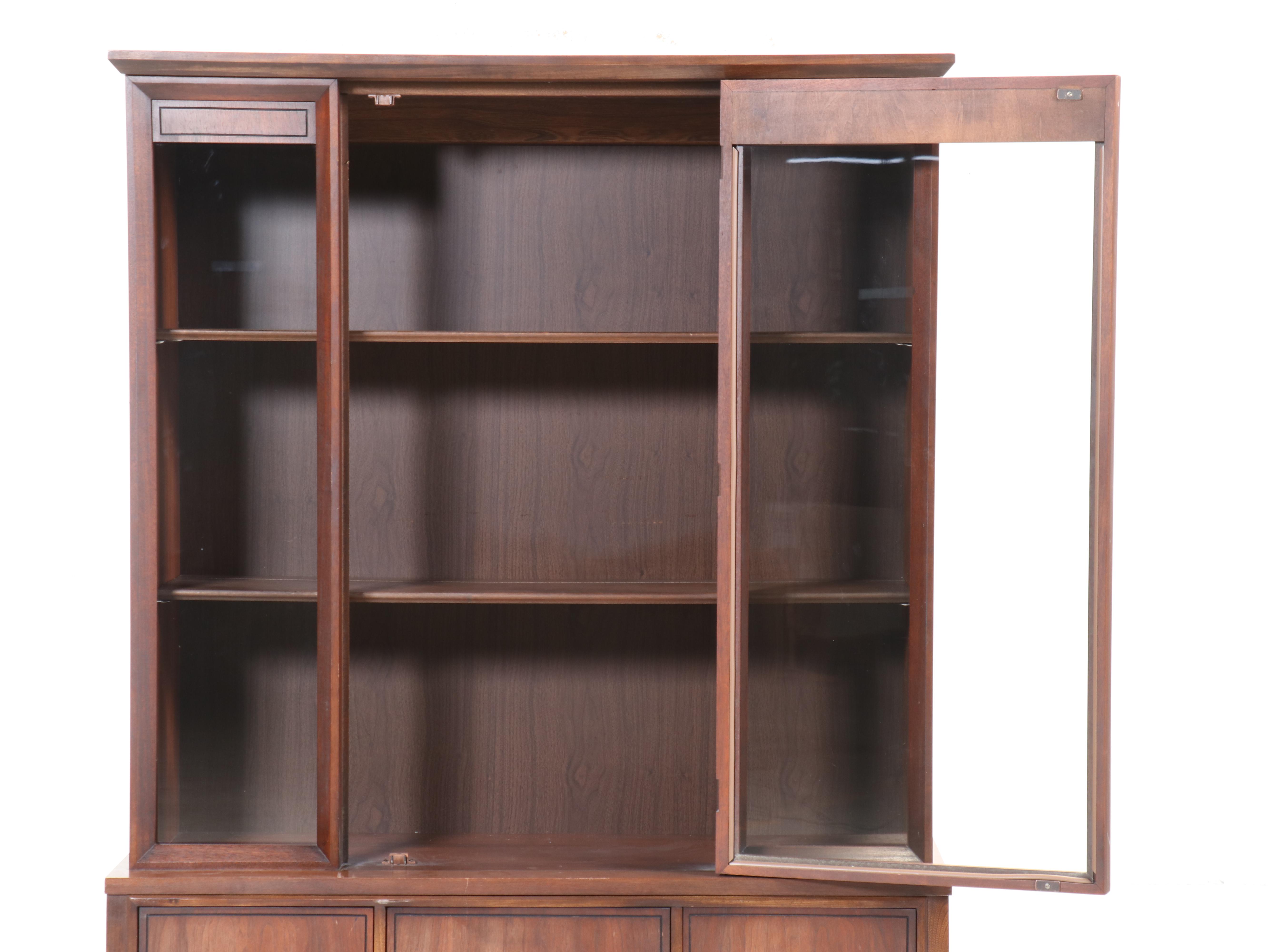 Kent Coffey "Tempo" Walnut China Cabinet, Mid-20th Century
