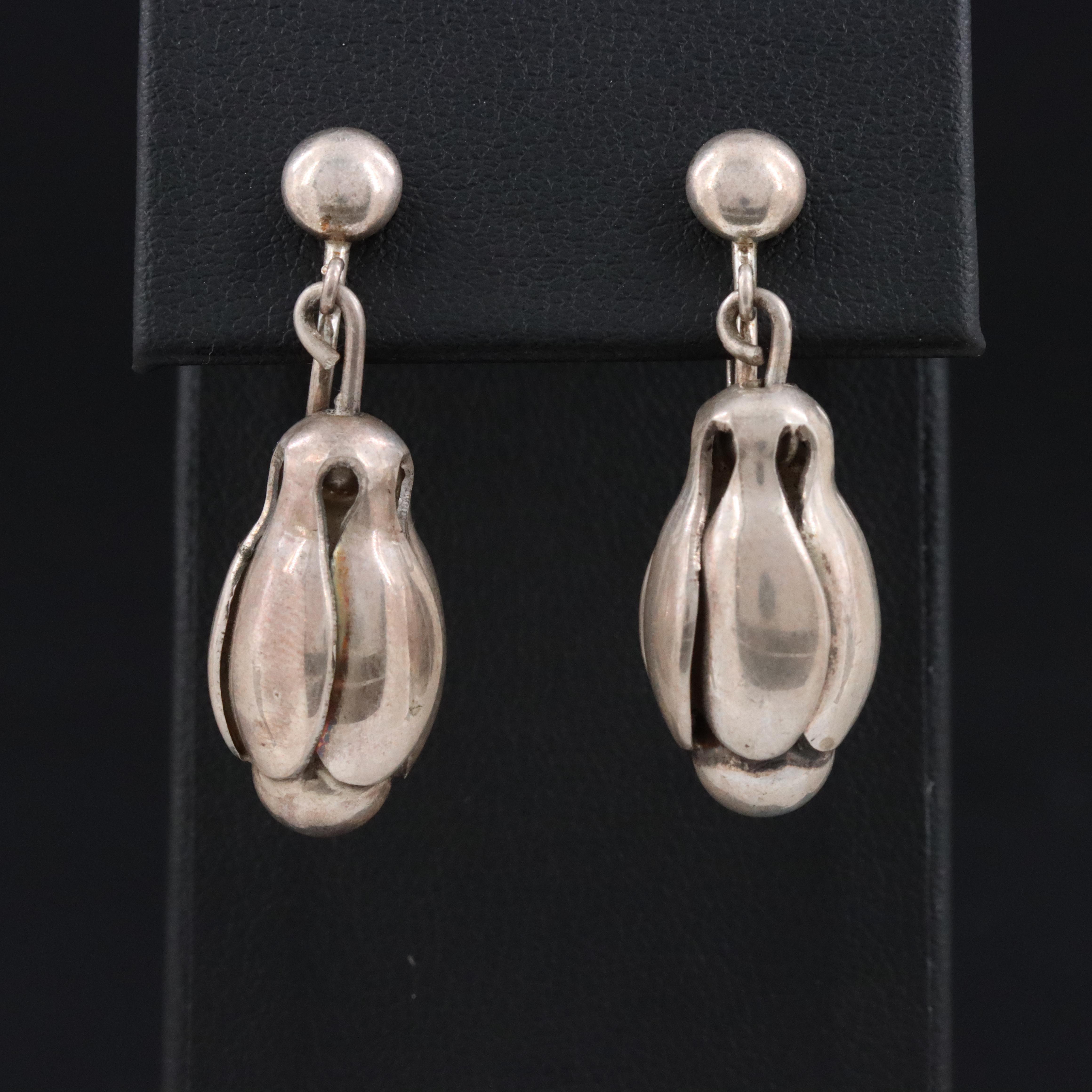 Sterling Floral Bud Drop Earrings