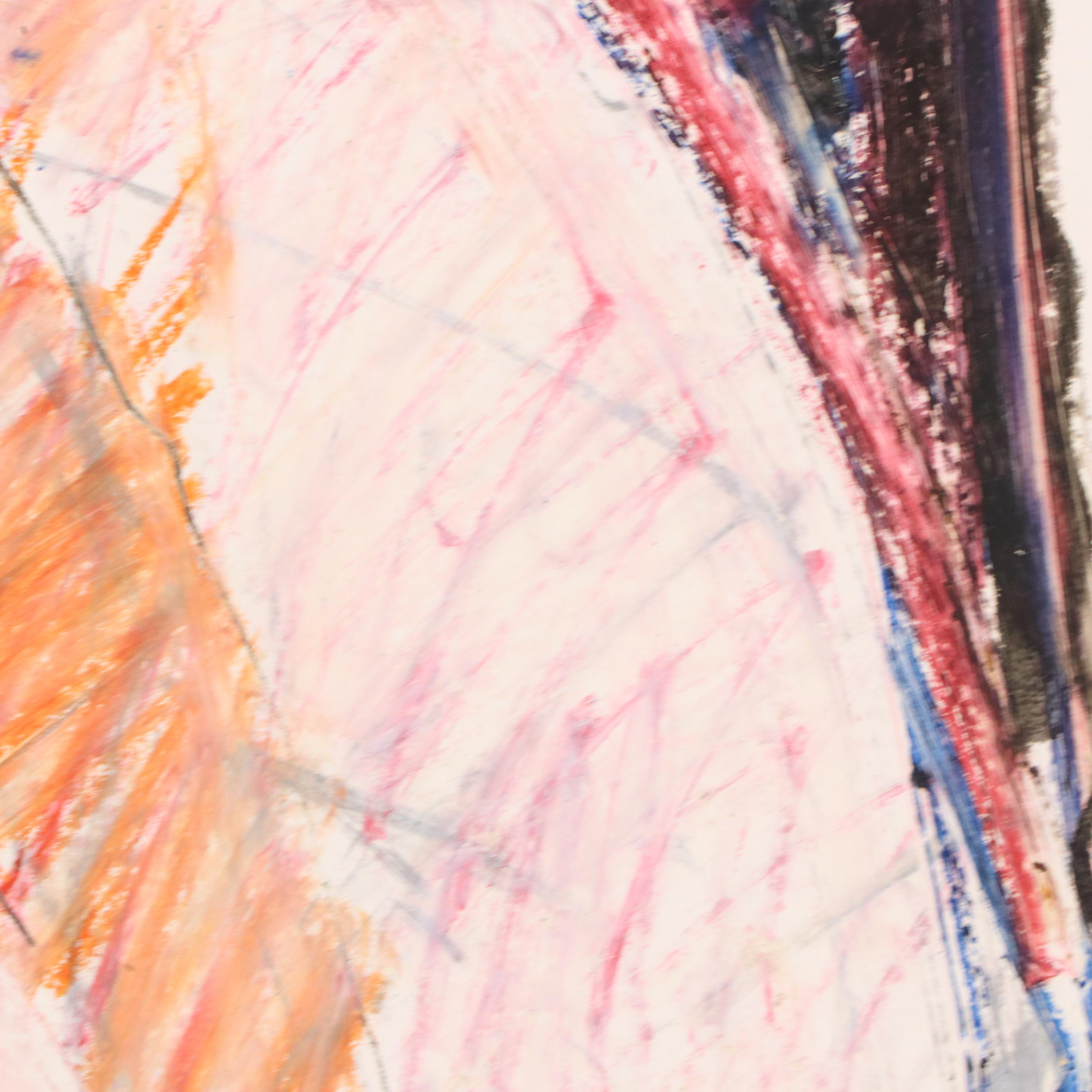 Jack Meanwell Figural Modern Oil Pastel Drawing, Late 20th Century