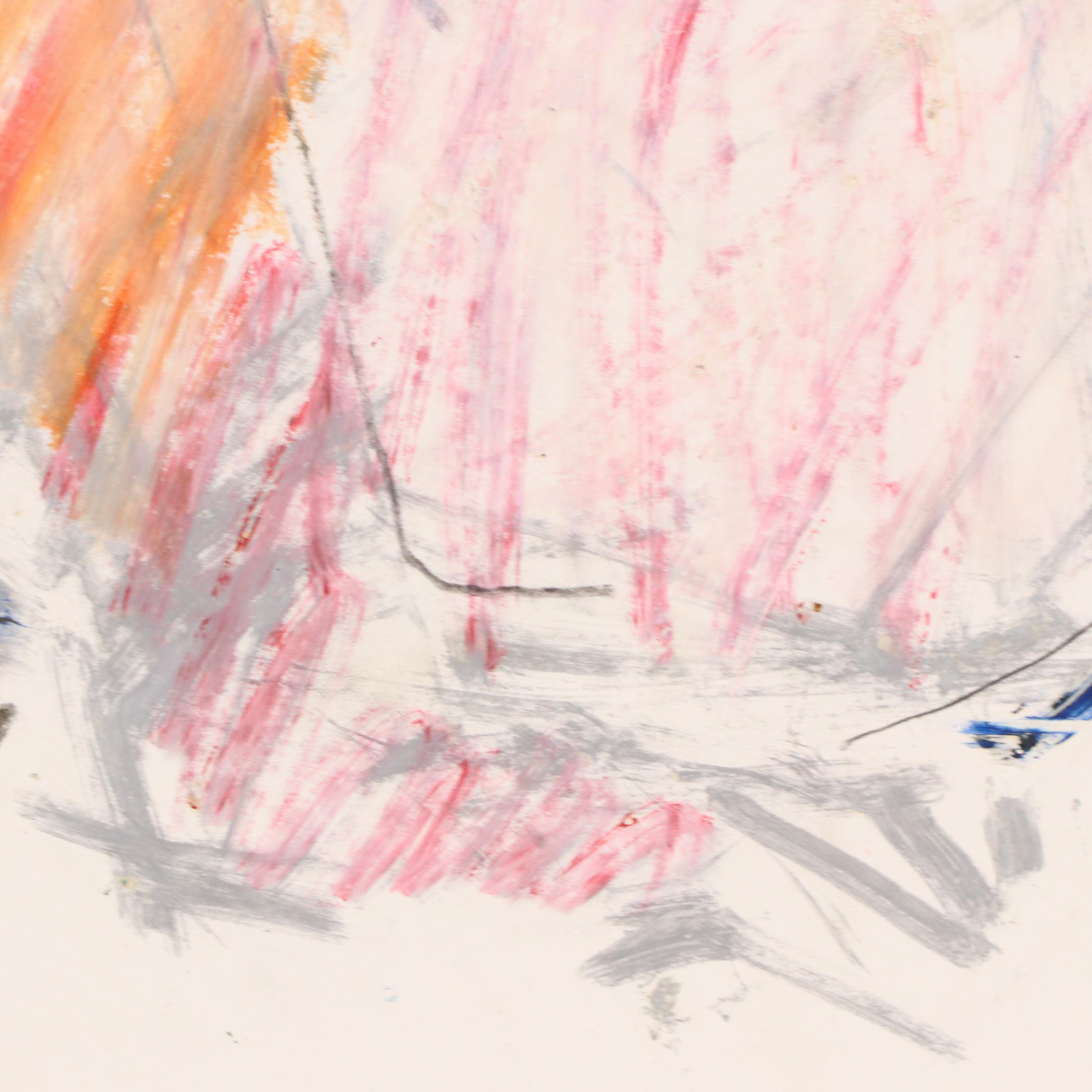 Jack Meanwell Figural Modern Oil Pastel Drawing, Late 20th Century