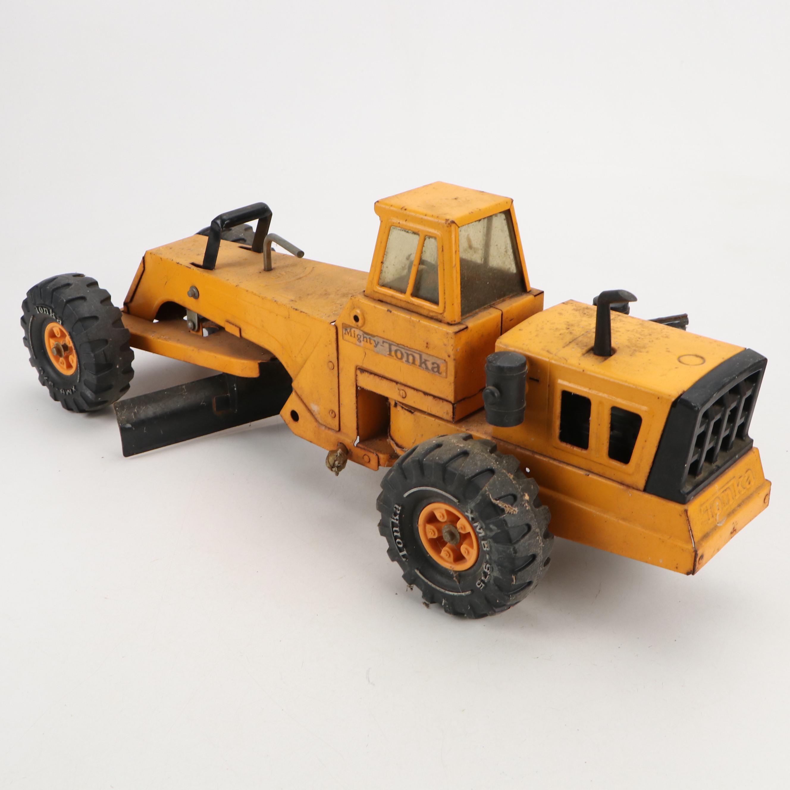 Mighty Tonka Road Grader and Roller Pressed Steel Toys