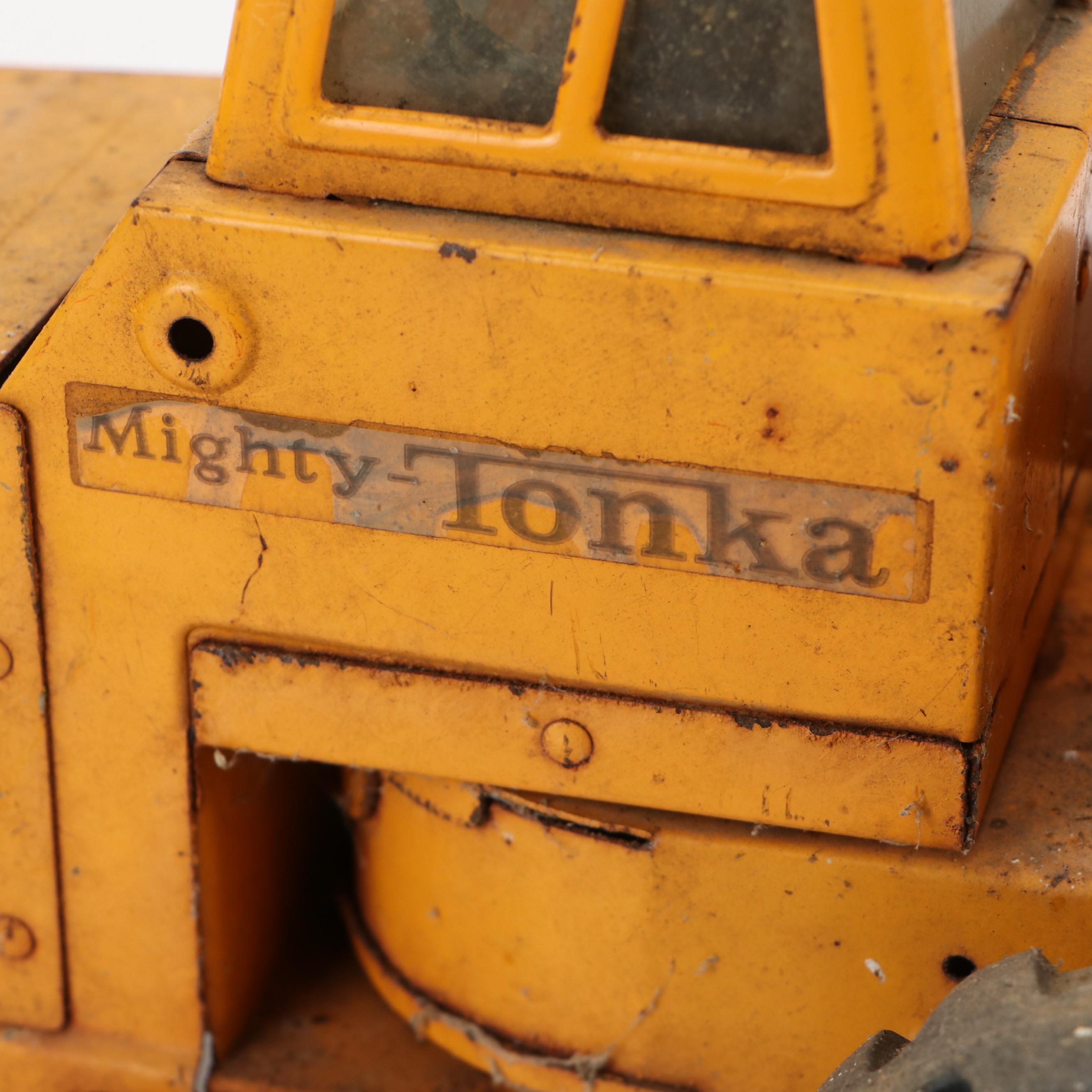 Mighty Tonka Road Grader and Roller Pressed Steel Toys