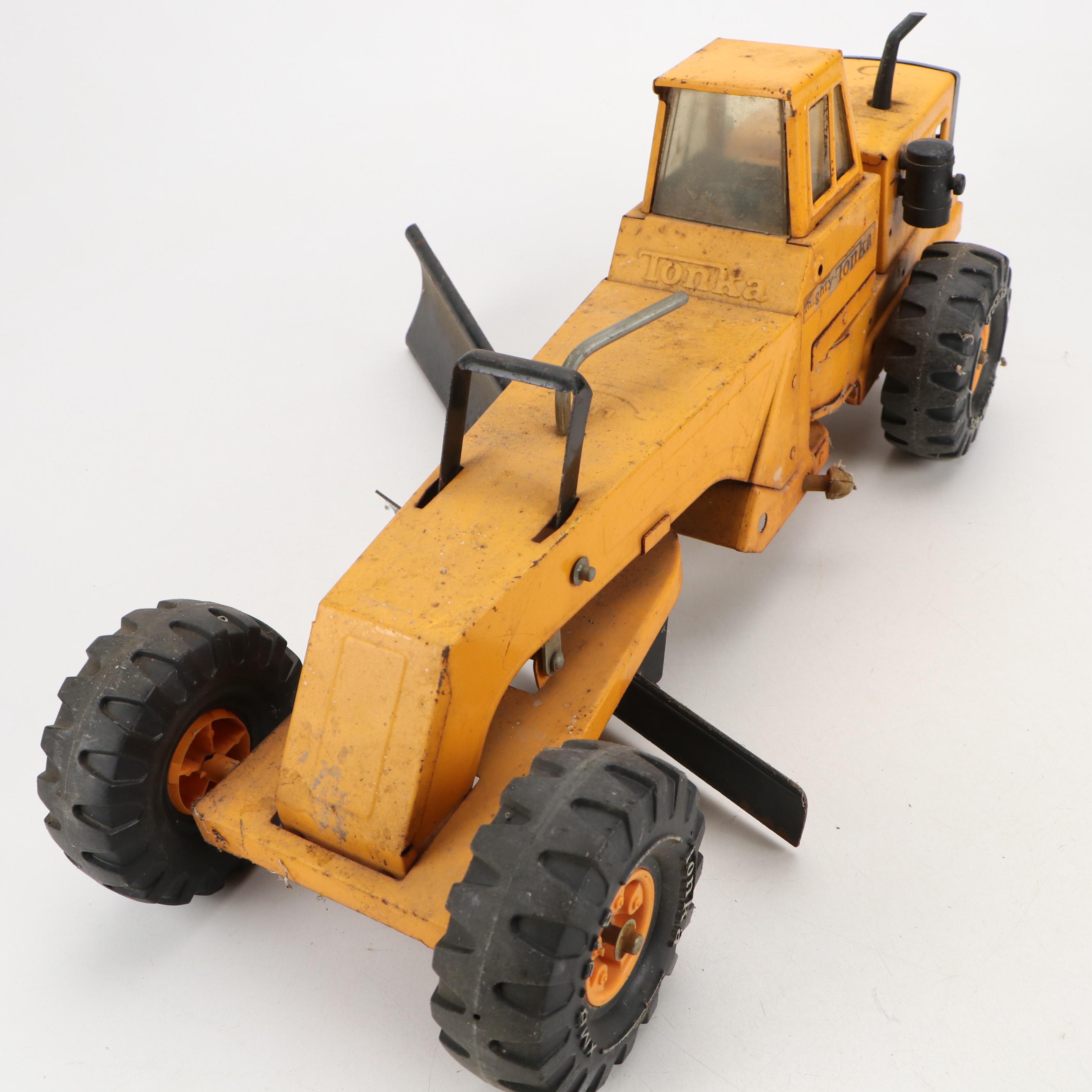 Mighty Tonka Road Grader and Roller Pressed Steel Toys