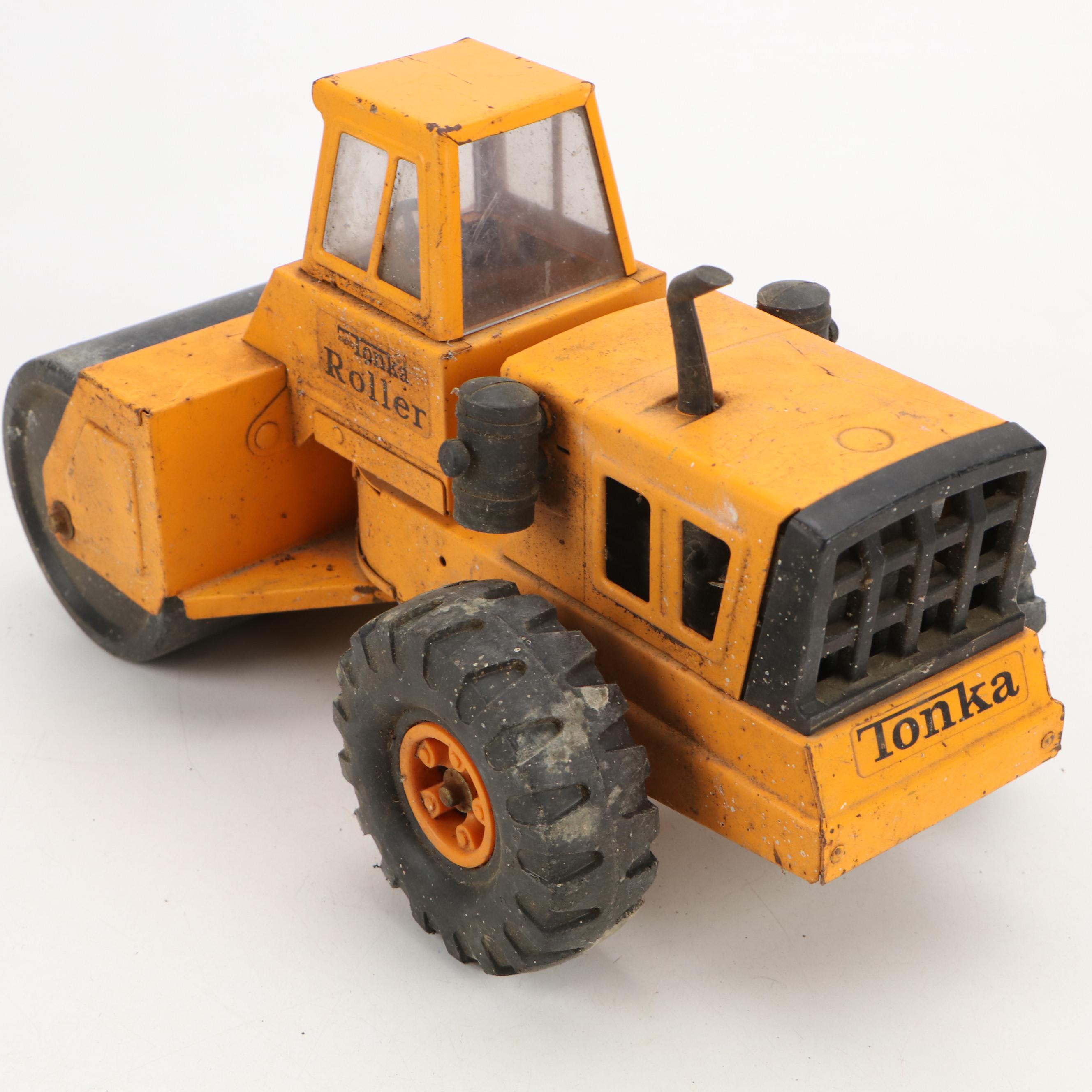 Mighty Tonka Road Grader and Roller Pressed Steel Toys