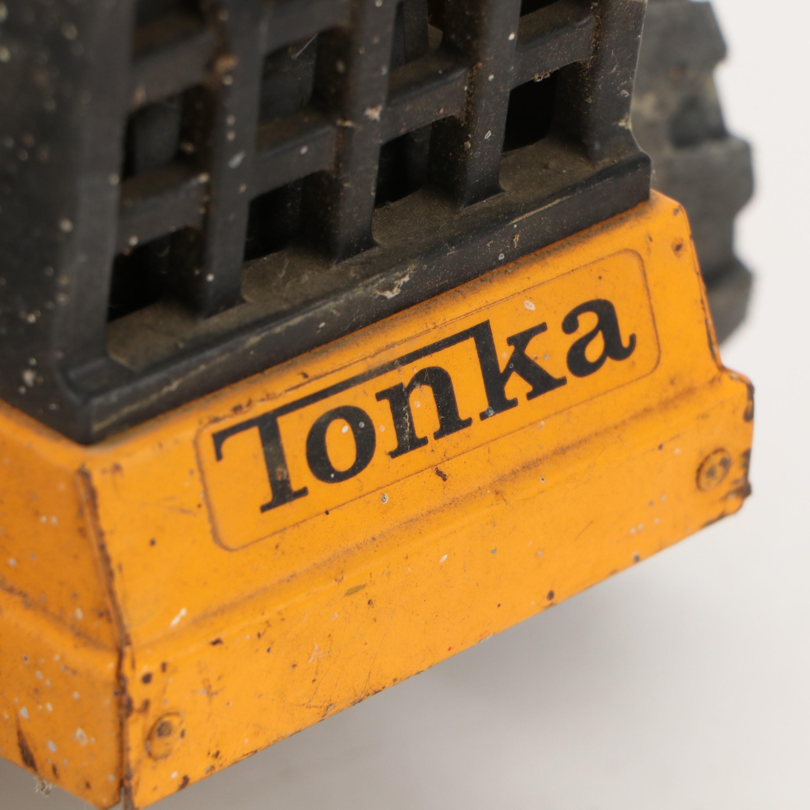 Mighty Tonka Road Grader and Roller Pressed Steel Toys