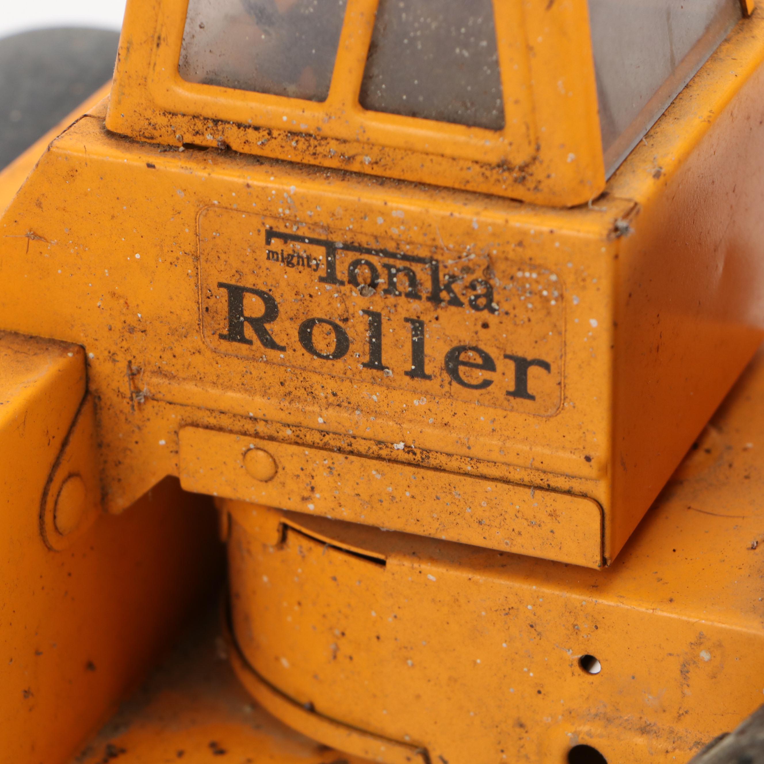Mighty Tonka Road Grader and Roller Pressed Steel Toys