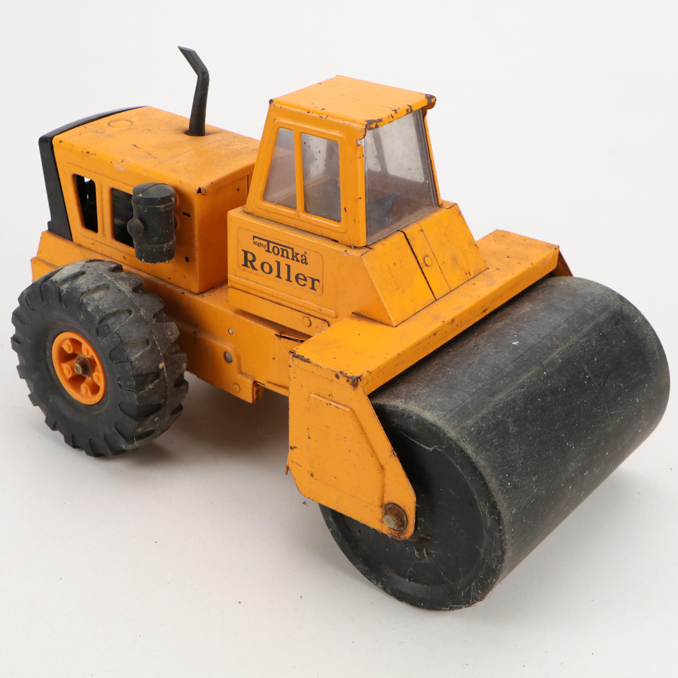 Mighty Tonka Road Grader and Roller Pressed Steel Toys
