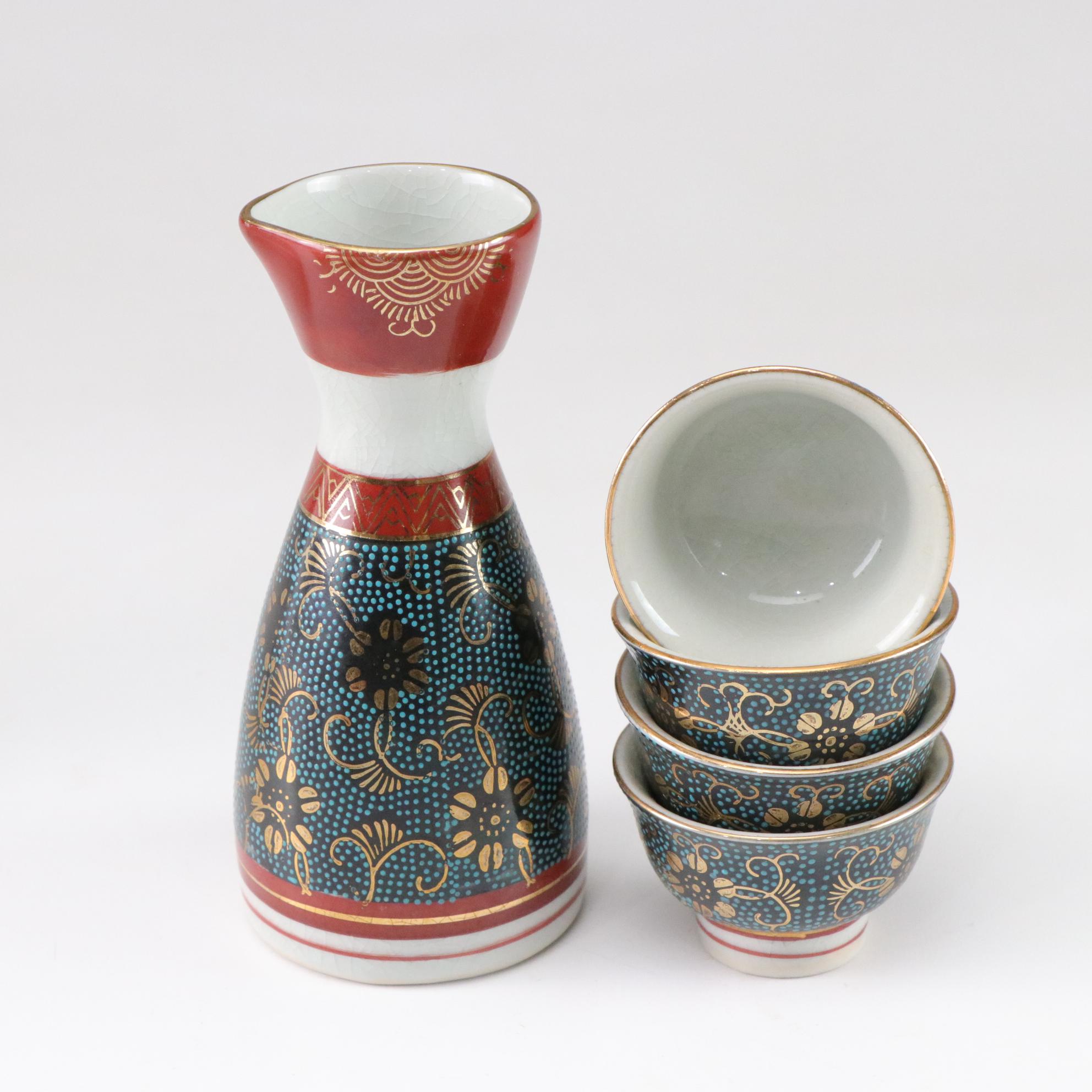 Hand-Painted Geisha Theme Tableware & Sake Set