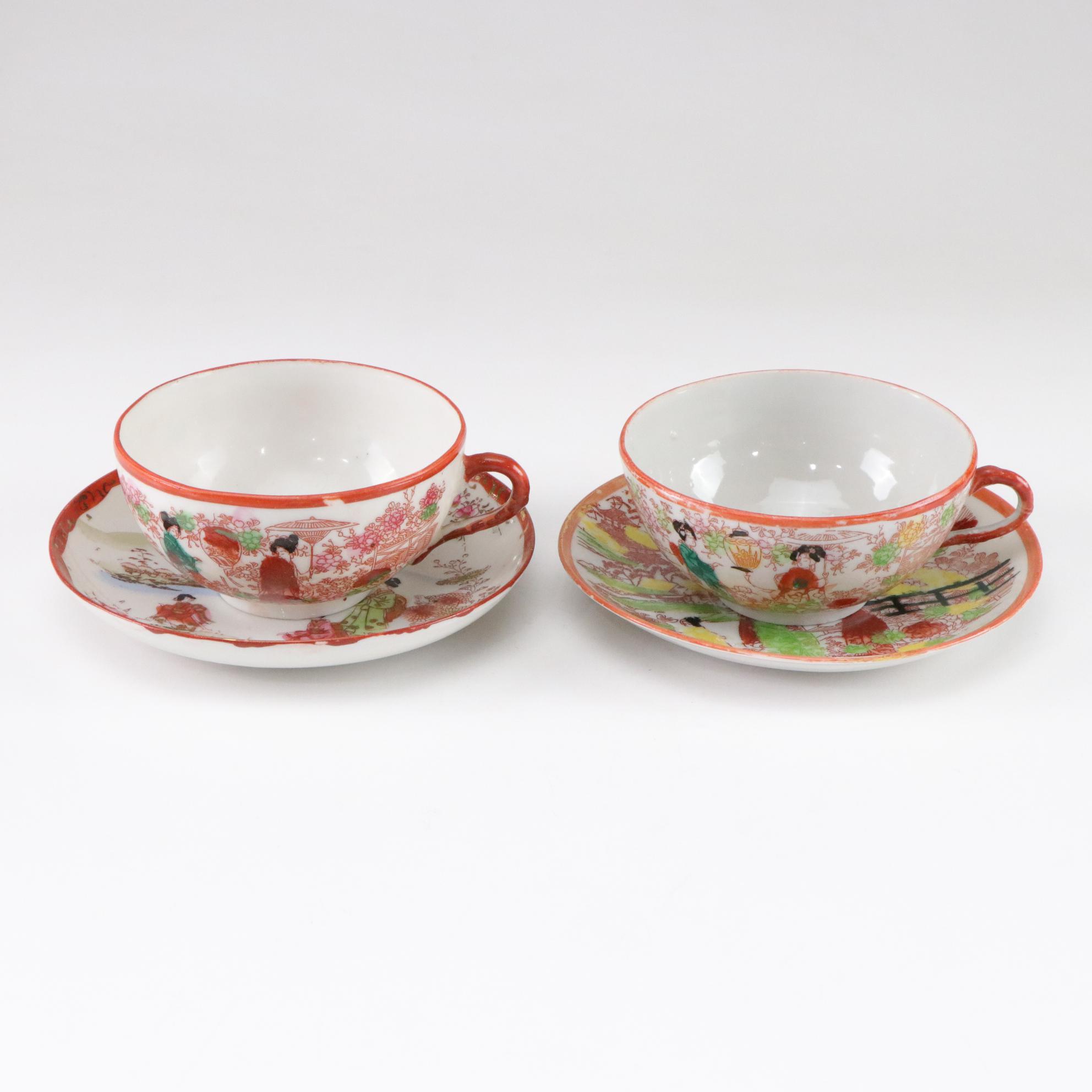 Hand-Painted Geisha Theme Tableware & Sake Set