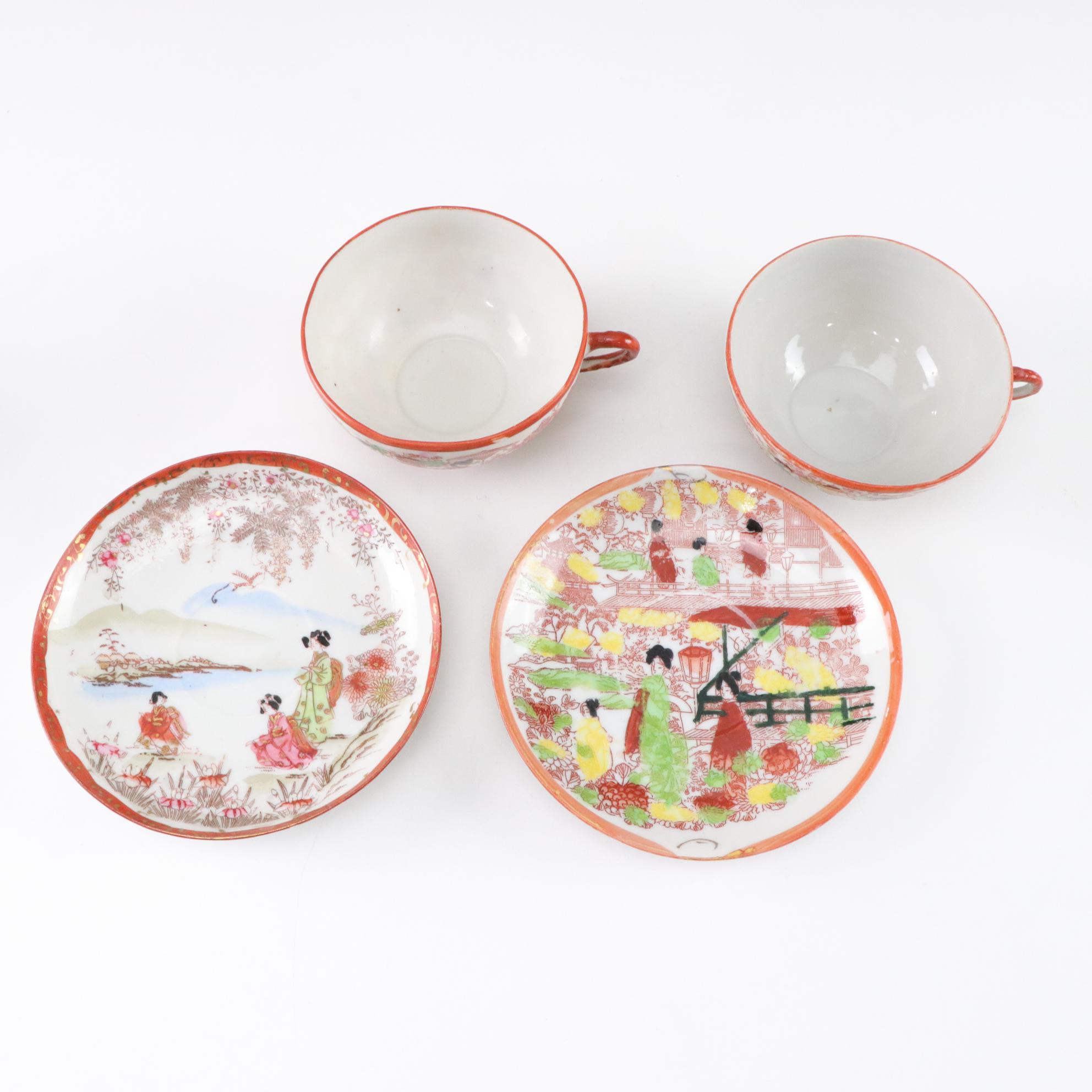 Hand-Painted Geisha Theme Tableware & Sake Set