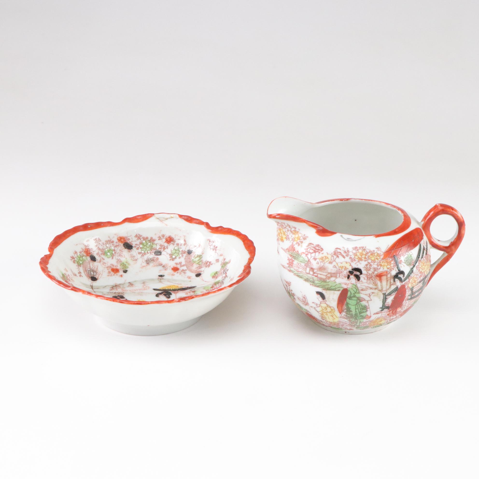 Hand-Painted Geisha Theme Tableware & Sake Set