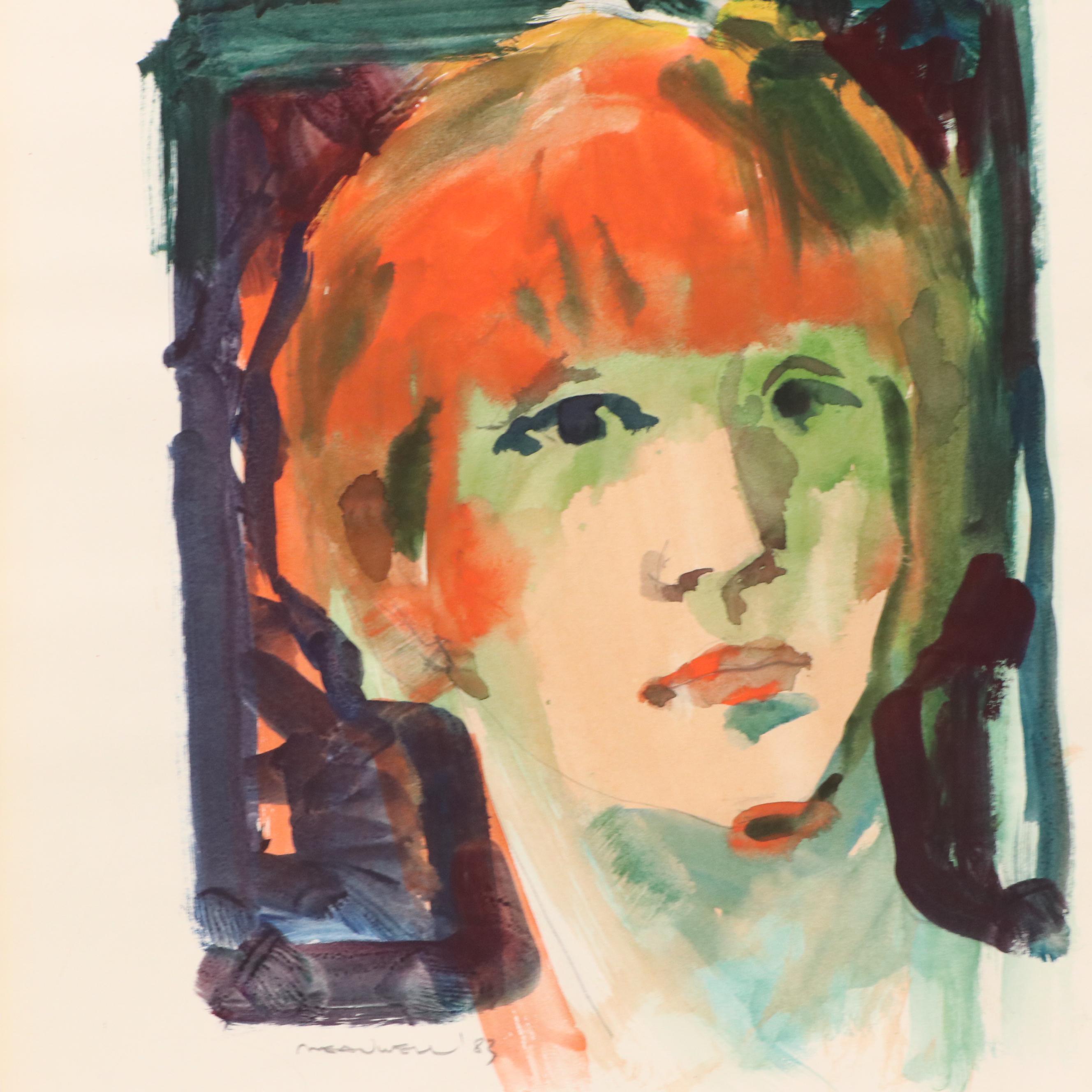 Jack Meanwell Modern Watercolor Portrait, 1983