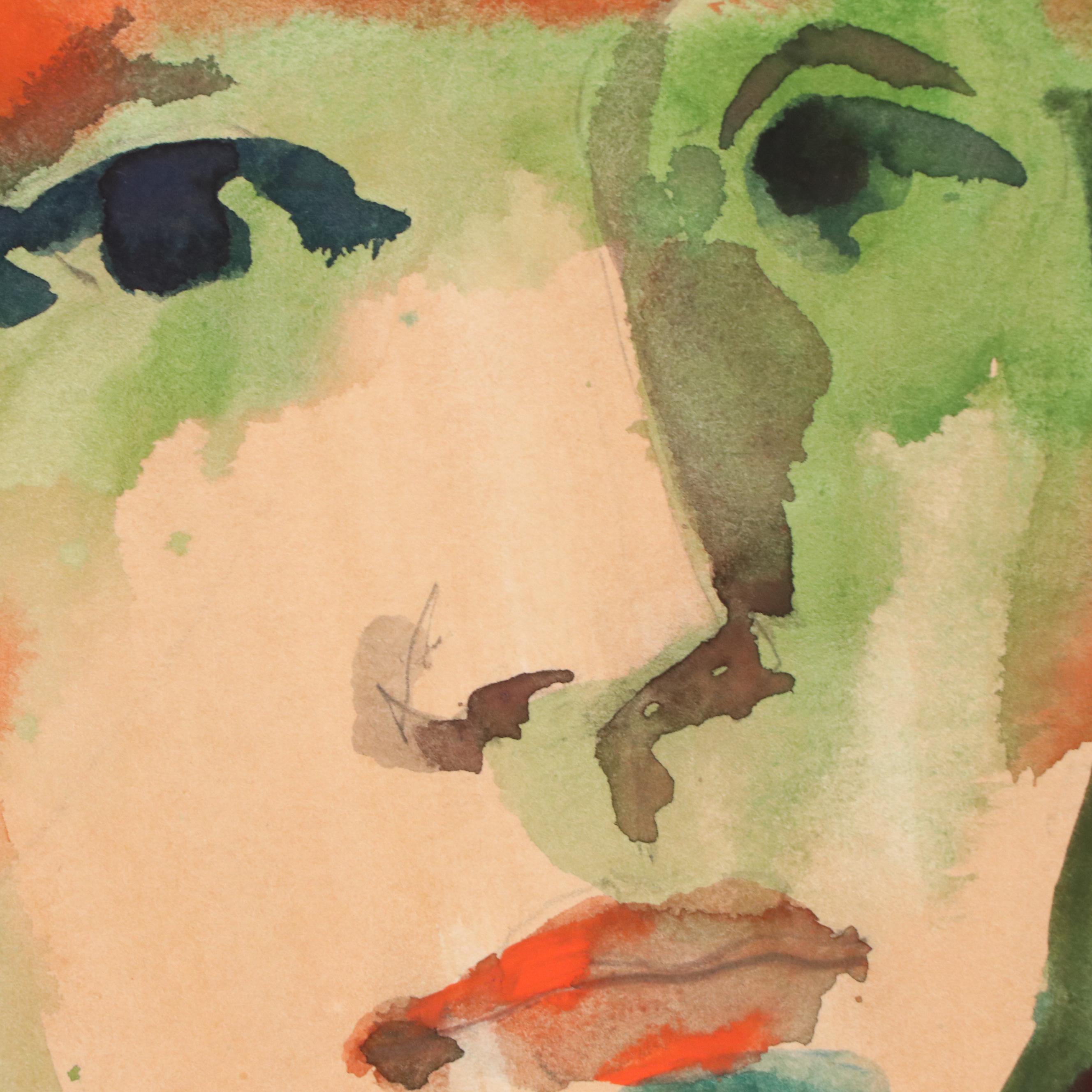 Jack Meanwell Modern Watercolor Portrait, 1983