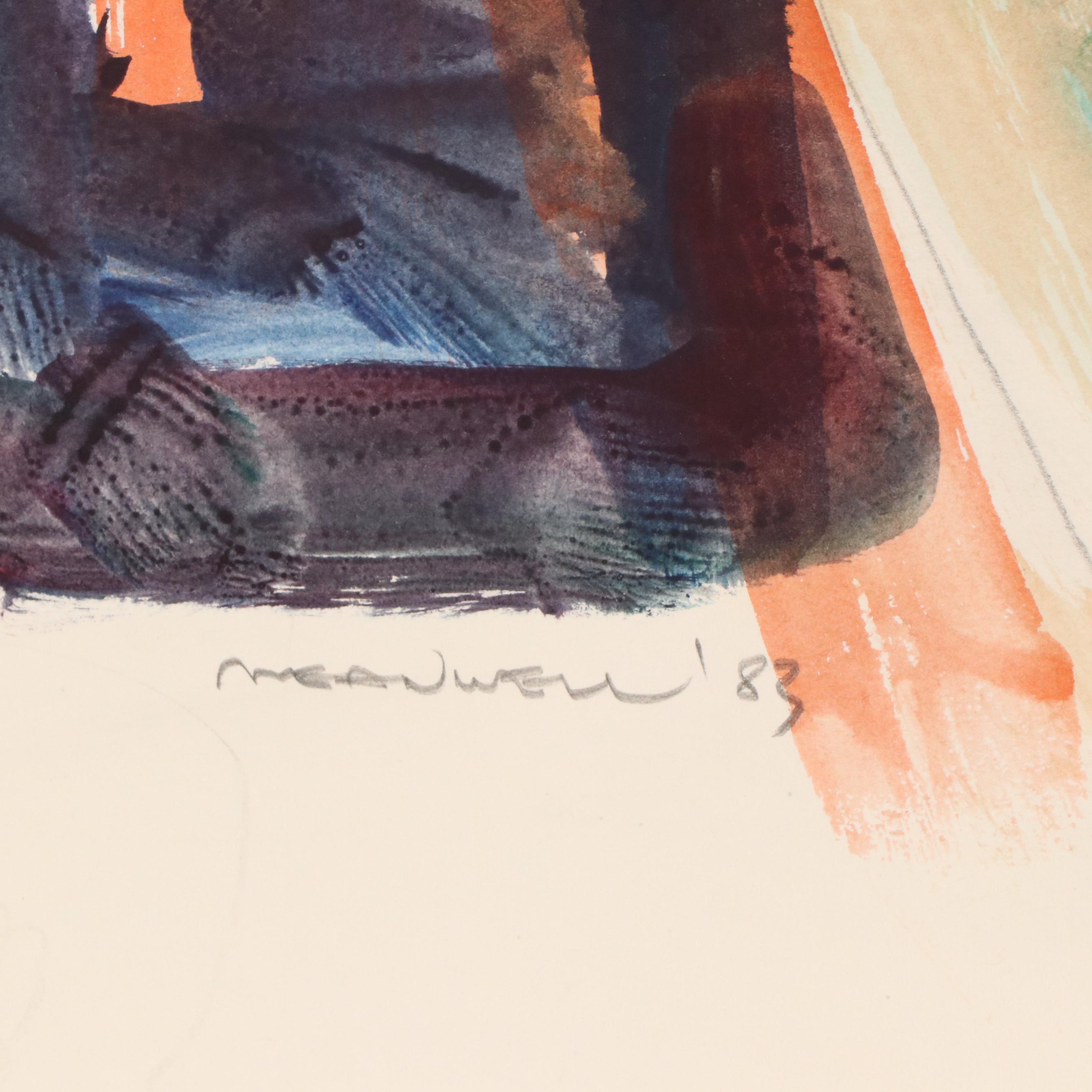 Jack Meanwell Modern Watercolor Portrait, 1983