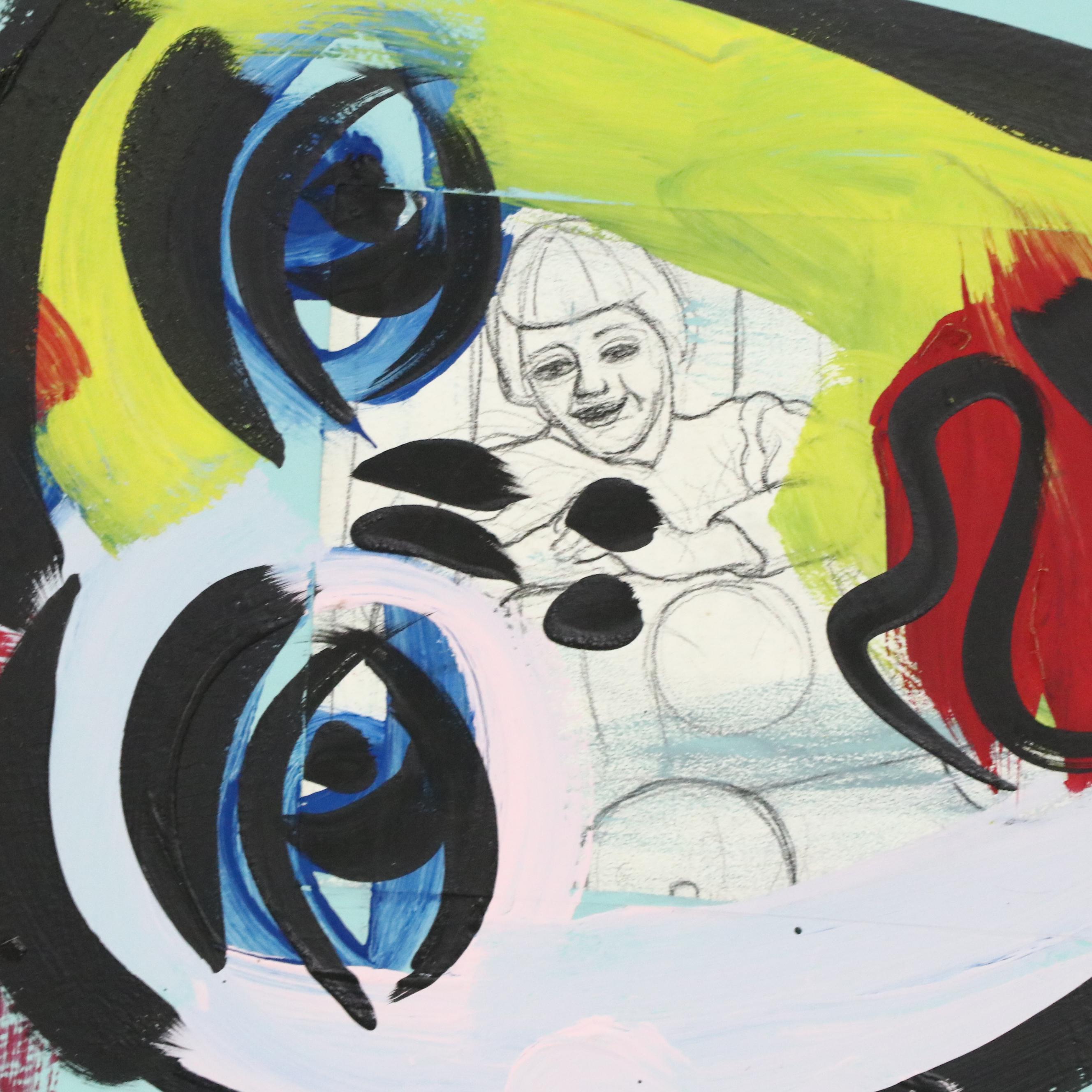 Large-Scale Peter Kiel Many Faces Multicolor Abstract Acrylic Painting