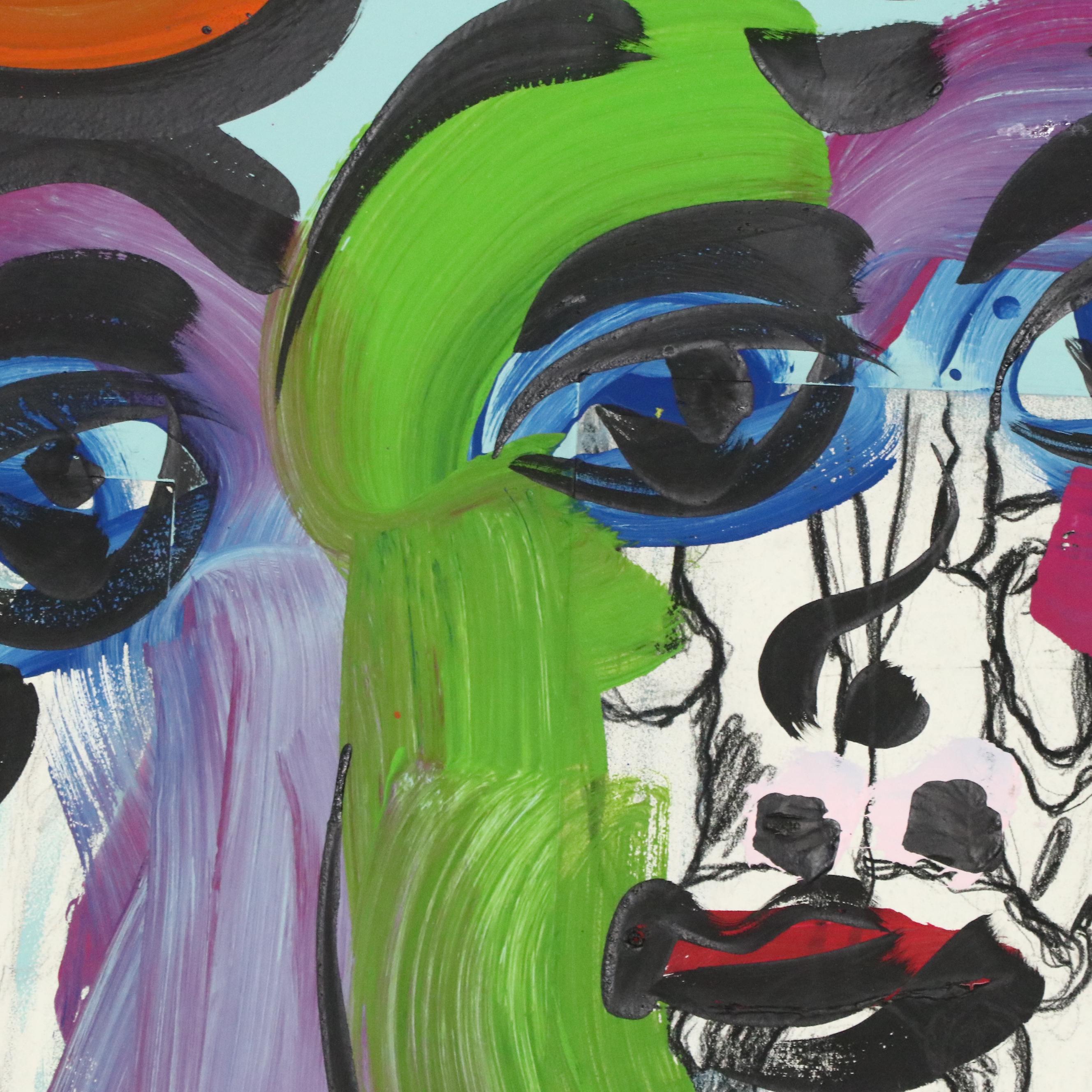 Large-Scale Peter Kiel Many Faces Multicolor Abstract Acrylic Painting