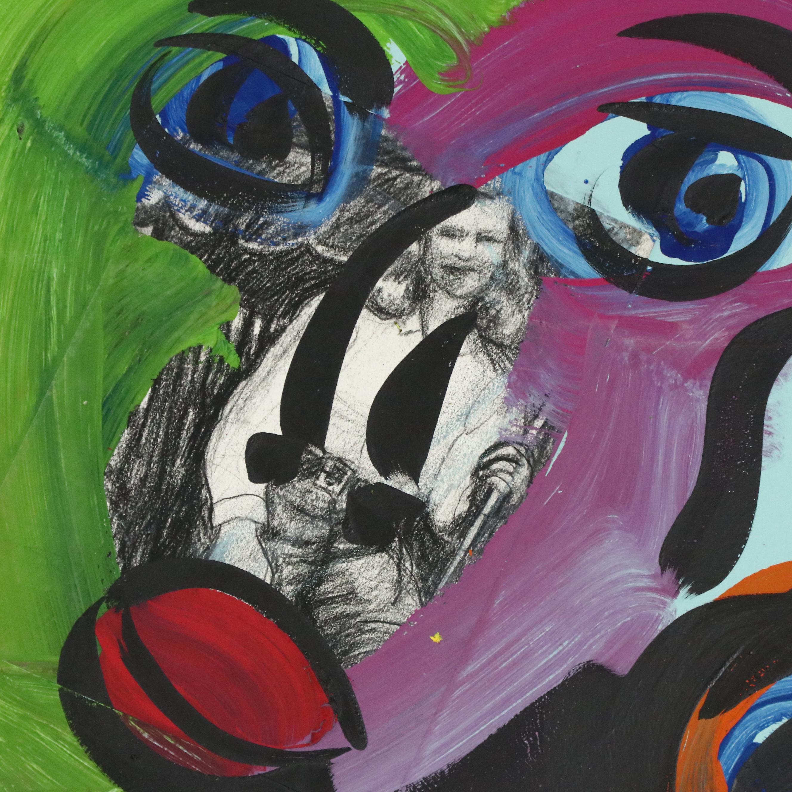 Large-Scale Peter Kiel Many Faces Multicolor Abstract Acrylic Painting